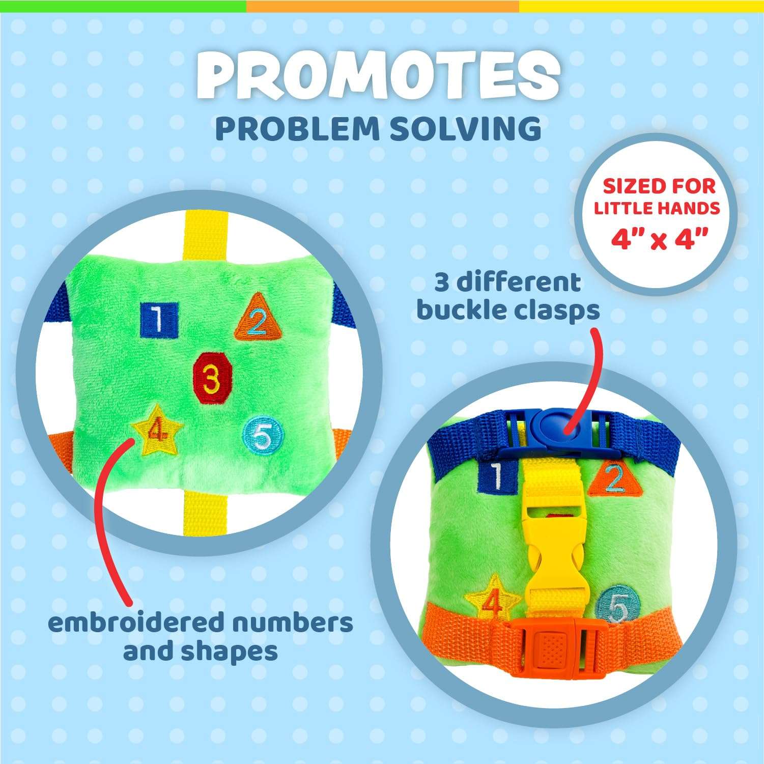 Buckle Toys - Mini Buster Square - Learning Activity Toy - Develop Fine Motor Skills - Sensory Travel Essential for Toddlers 1-3 5