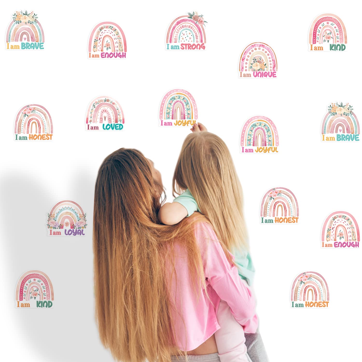 CY2SIDE Motivational Cutouts Bulletin Board - 63pcs Boho Rainbow Positive Sayings Cutouts with Flower Growth Mindset Inspirational Quotes for School Classroom Bulletin Board Decoration 5