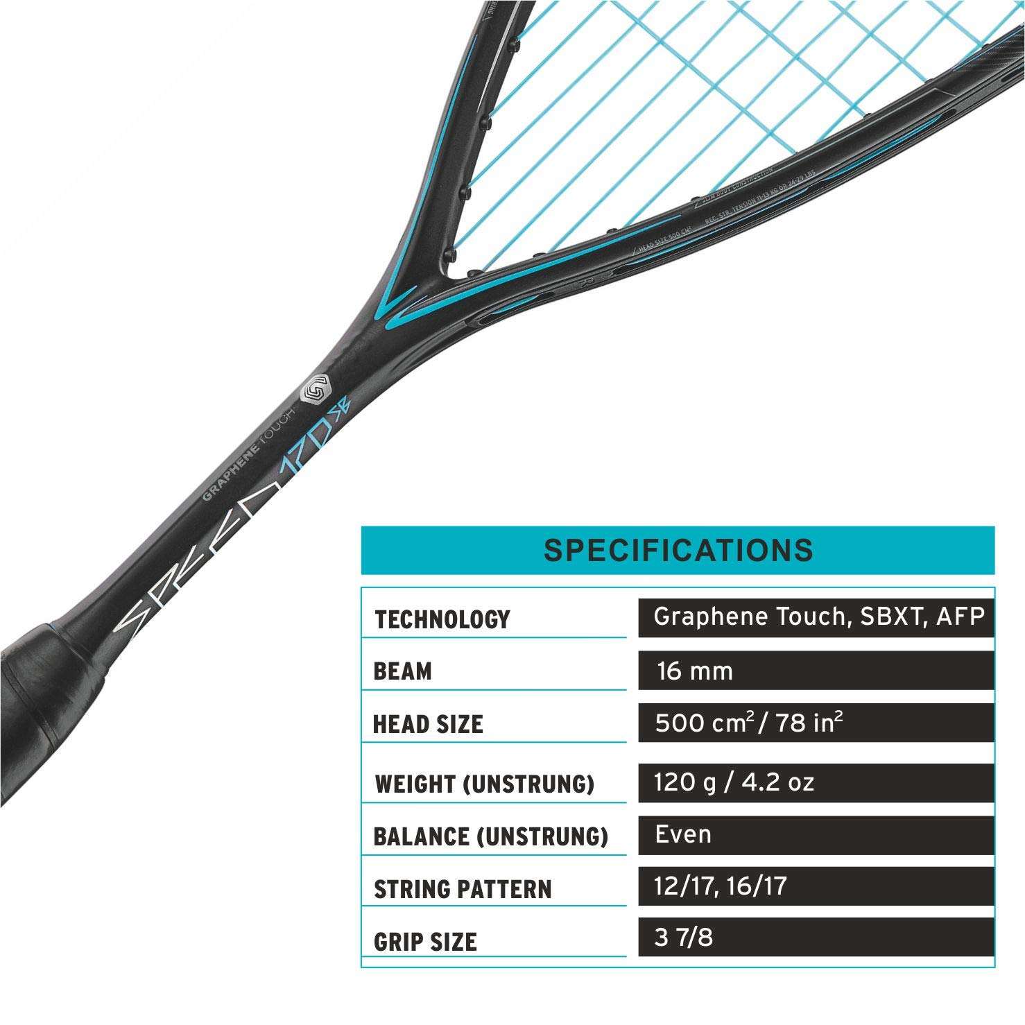 HEAD Men's/Women's Graphene Touch Speed 120 Slim Body Graphite Squash Racquet (Black) 2