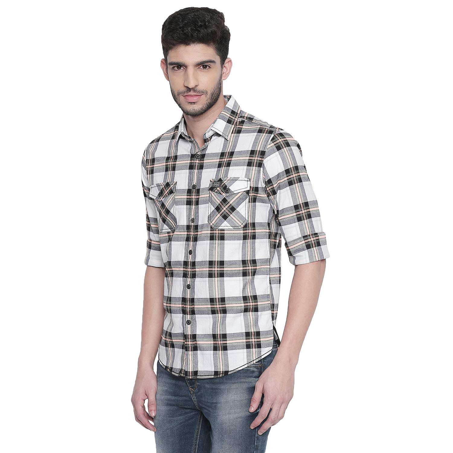 MUFTI White-Orange Casual Full Sleeved Shirt 2