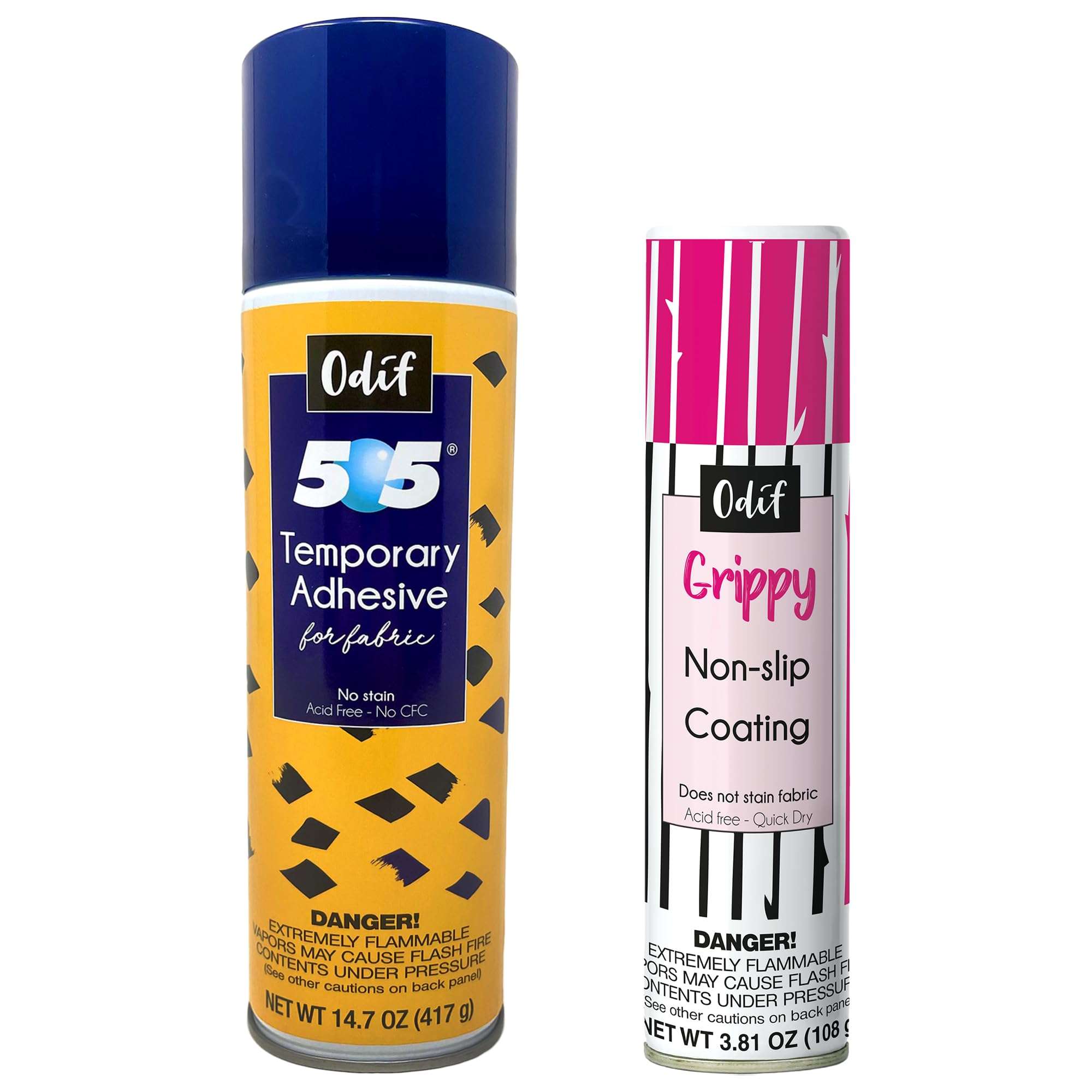 Odif 505 and Grippy - Temporary Fabric Adhesive Spray and Non Slip Coating Set - for Quilting and Crafting - Basting Spray for Quilting, Sewing, and Embroidery 1