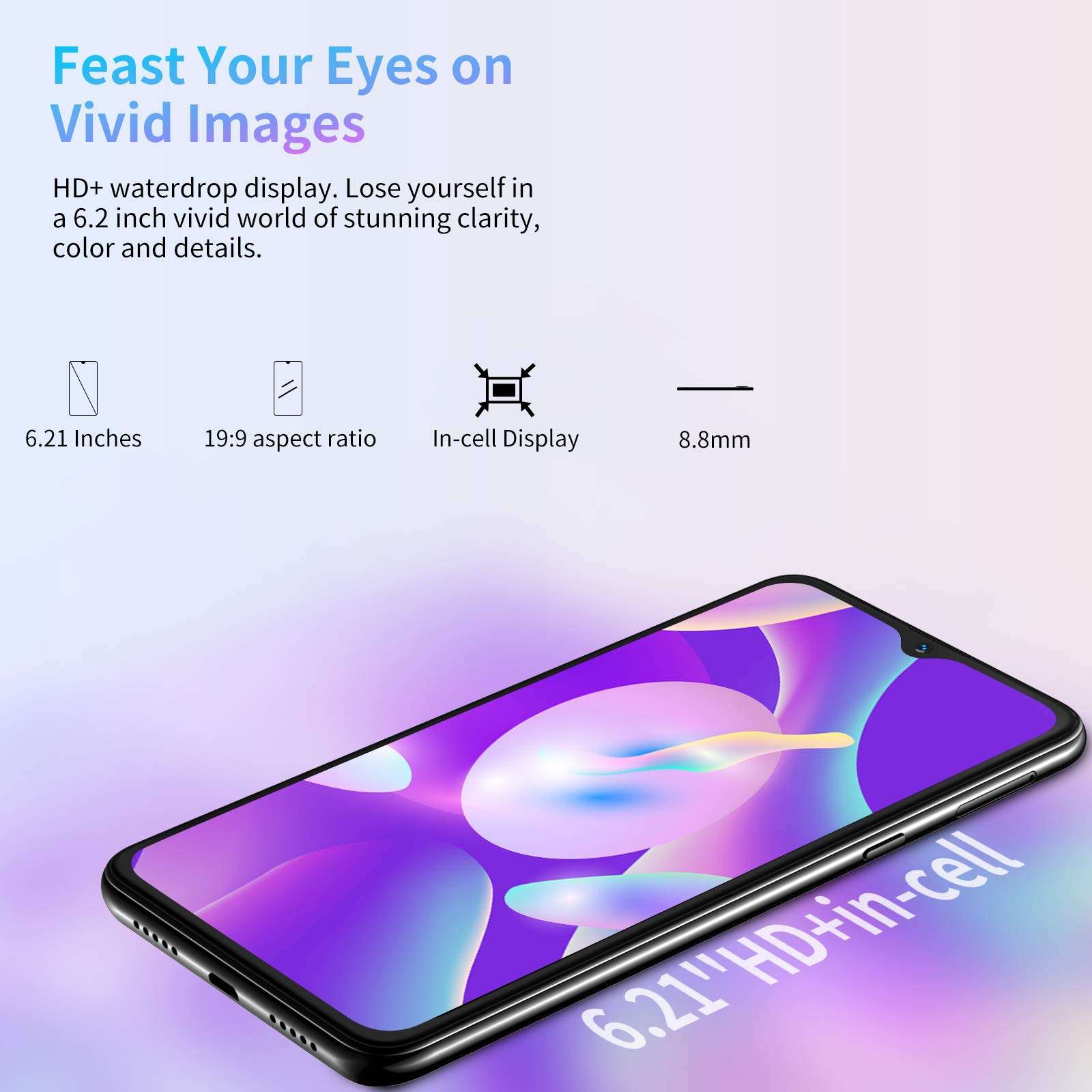 Unlocked Smartphones, Blackview A80, 4G Dual sim Unlocked Cell Phones, Bundle Android 10 OS 2GB+16GB ROM, 6.21" HD+, Fingerprint Face Detection, 4200mAh high Capacity Battery, at&t Phone on Cricket 5
