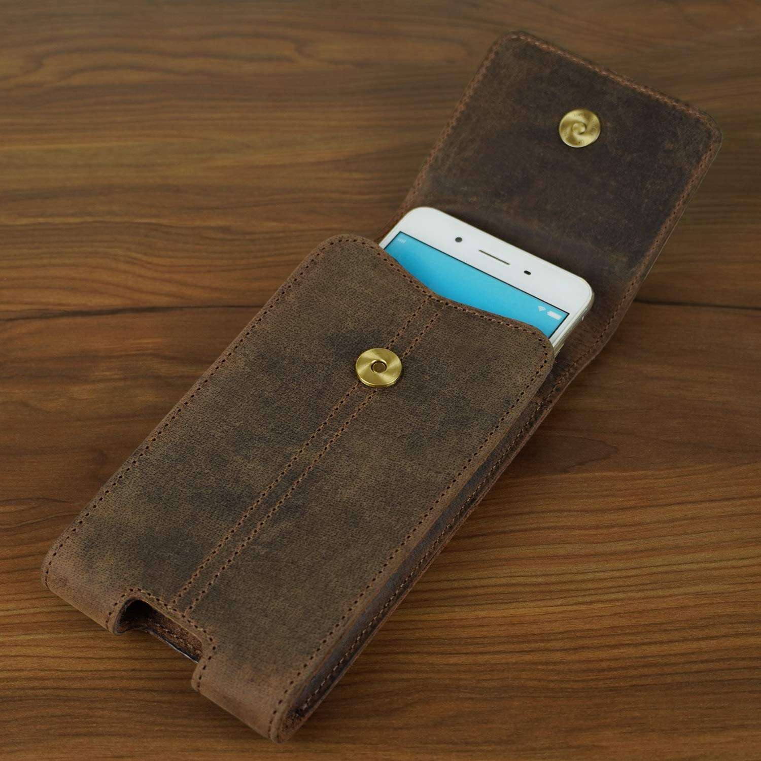 Goatter Unisex Hunter Leather All With 6.5" Inch Backcase For iPhone 12 Pro Mobile Pouch Coffee Color [Got-20-04] 6