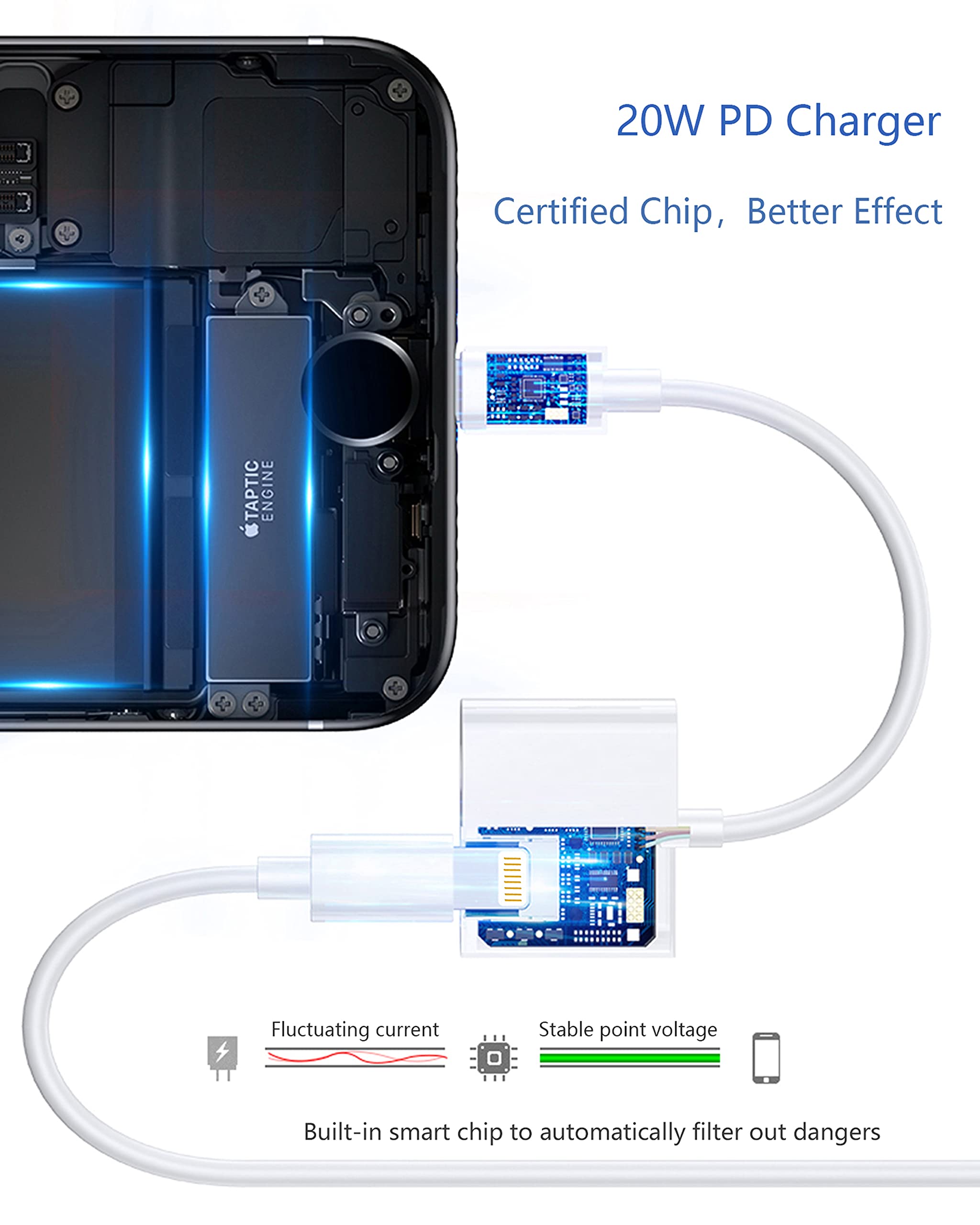 Recomfit Apple Lightning to 3.5mm AUX Jack Adapter, 3.3ft Charger Cable USB Charging Cord for iPhone 14/13/XS/X/8/7 3
