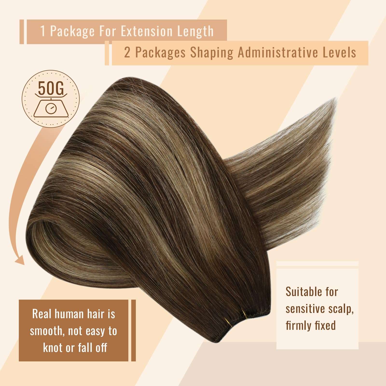 100g 16inch Sunny Hair Beaded in Weft Hair Extensions Color 2/6/2 and Color 4/27/4 Brown Remy Hair 5