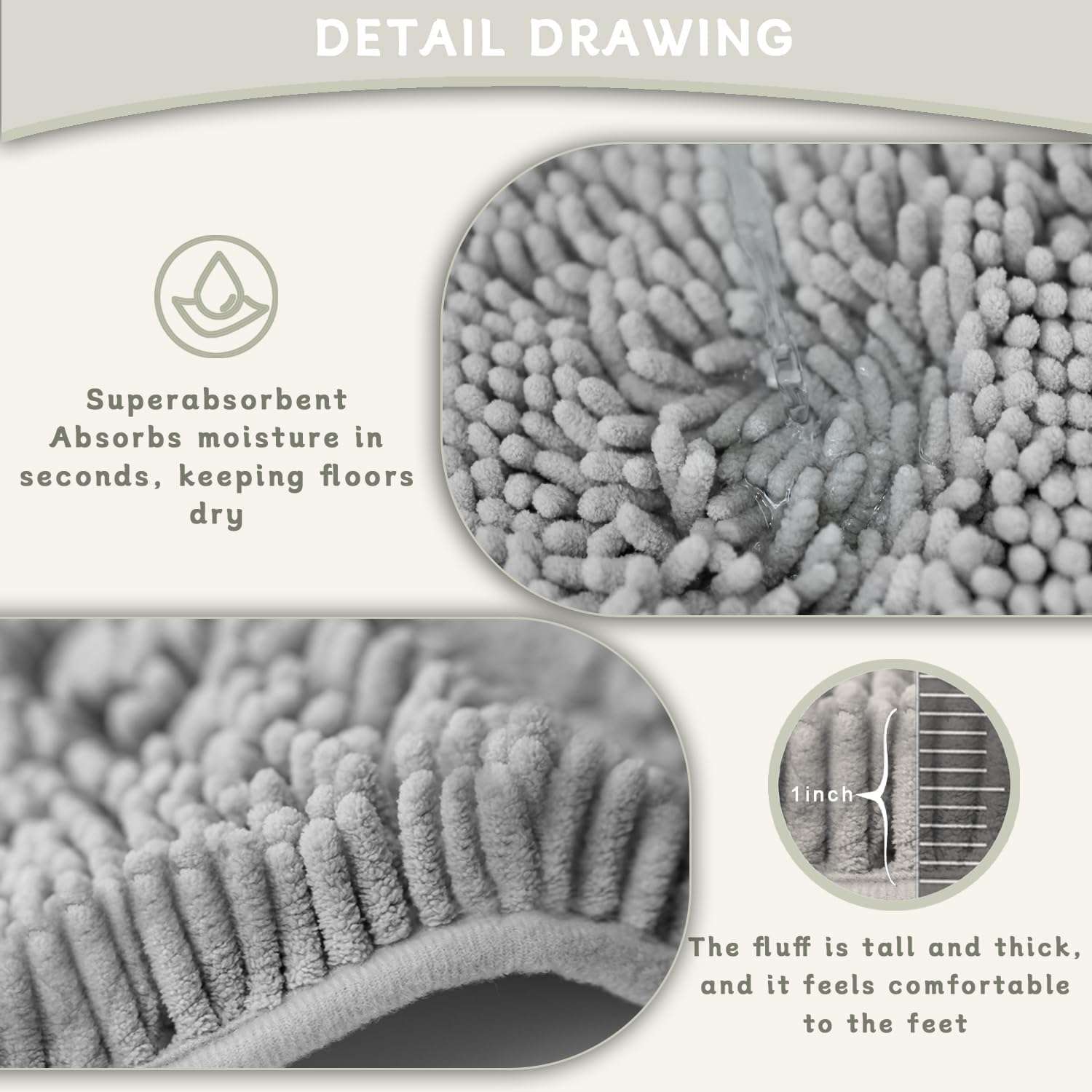 BOANKODU Bathroom Rugs Sets 5 Piece, Super Soft Absorbent Bath mat Set. 4