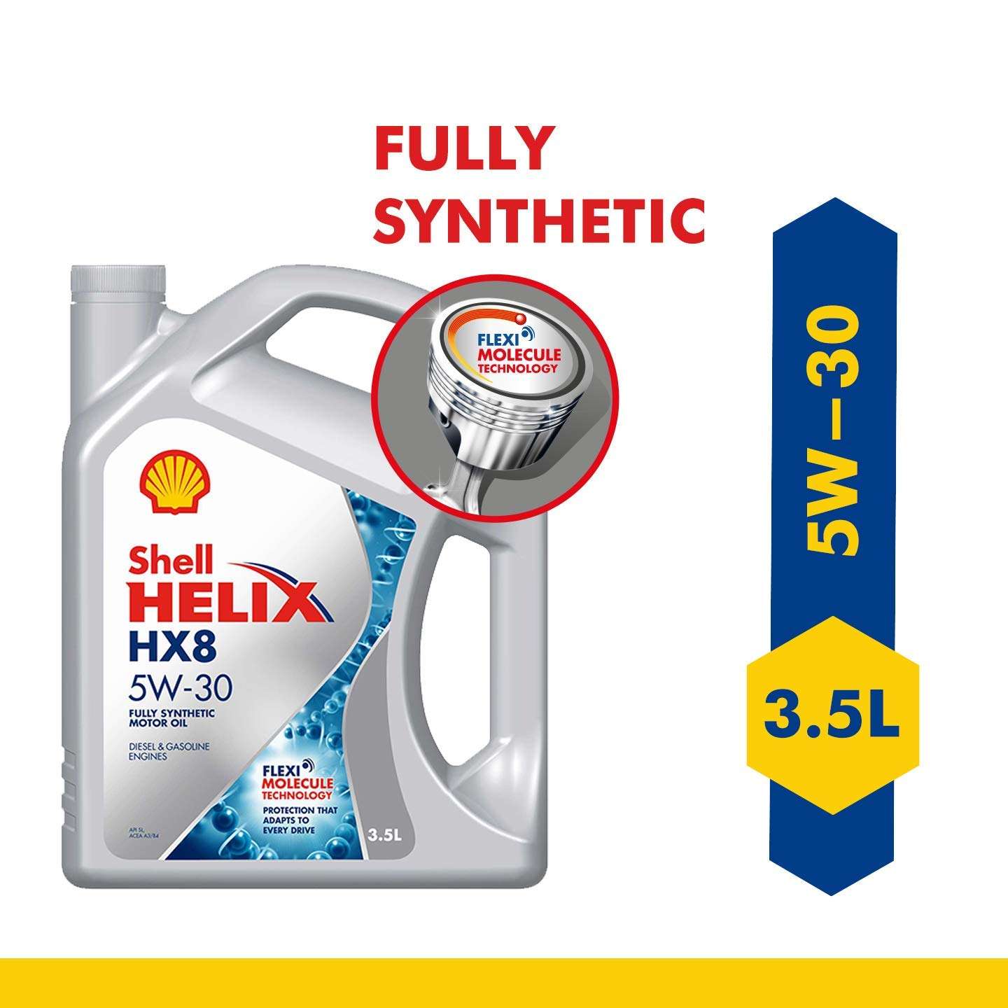 Shell Helix HX8 5W-30 API SN Plus Fully Synthetic Engine Oil for Petrol, Diesel & CNG Cars (3.5 L), medium 2