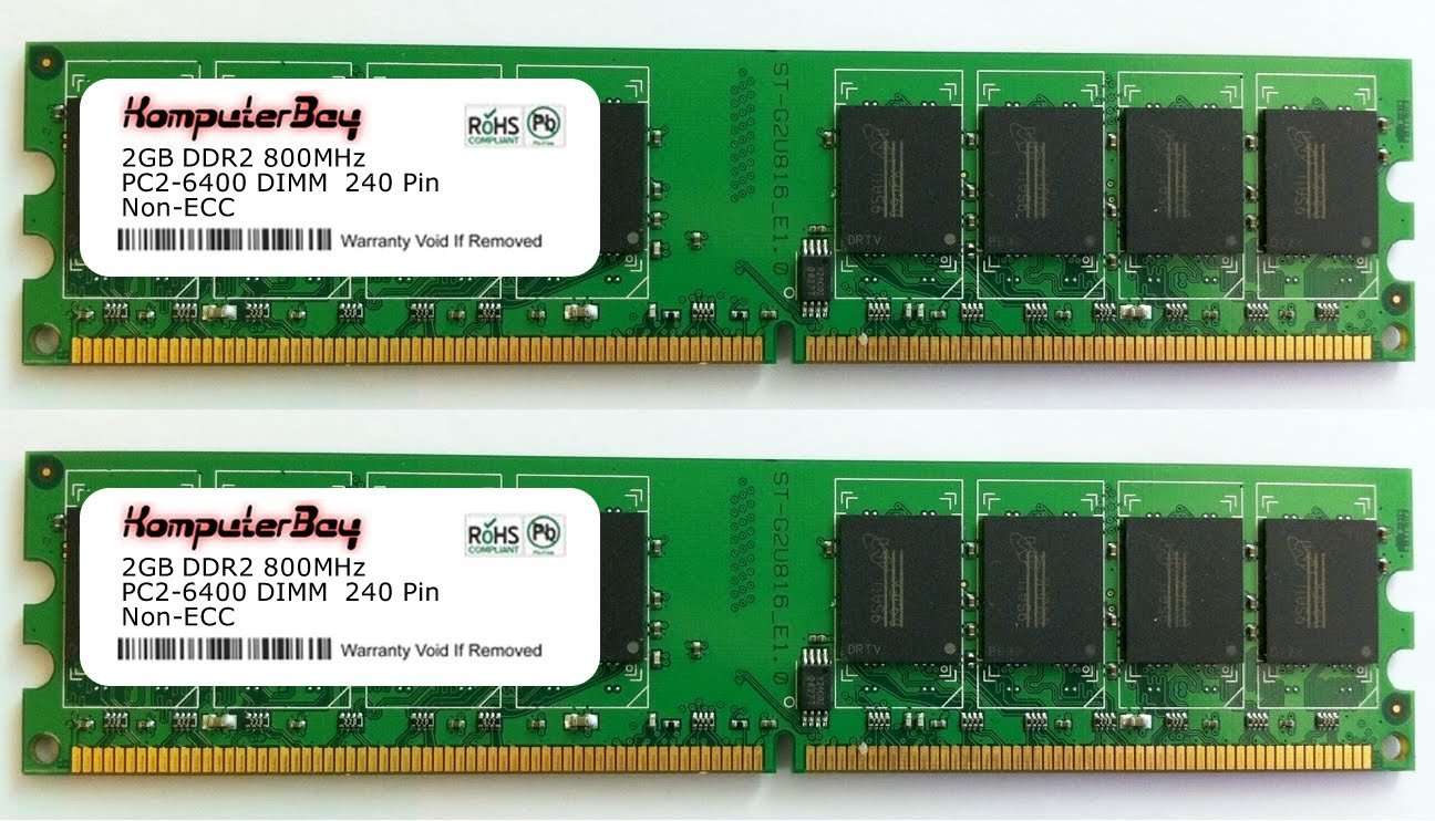 KOMPUTERBAY 4GB (2 x 2GB) DDR2 DIMM (240 PIN) AM2 800Mhz PC2 6400 / PC2 6300 for DFI LP DK 790GX-M2RS 4 GB 1