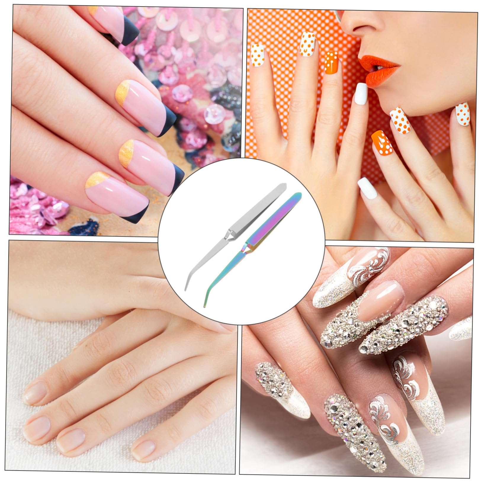 Hemoton 2pcs Nail Shaping Clip Professional Nail Clippers Portable Nail Pinching Clips Manicure Nail Pinching Clips Special Hotfix Rhinestone Tools para Uñas Metal Stainless Steel Gel Girl 3