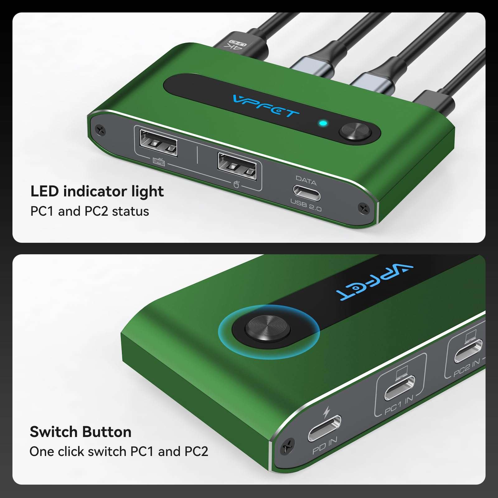 USB C Docking Station with KVM Switch 2 Monitors 2 Computers Switches,Support 8K/6K60Hz & 40Gbps Transfer USB 3.2 Video Cord for MacBook Pro/Air,Samsung S22,eGPU,Docking,GaN Charger 6