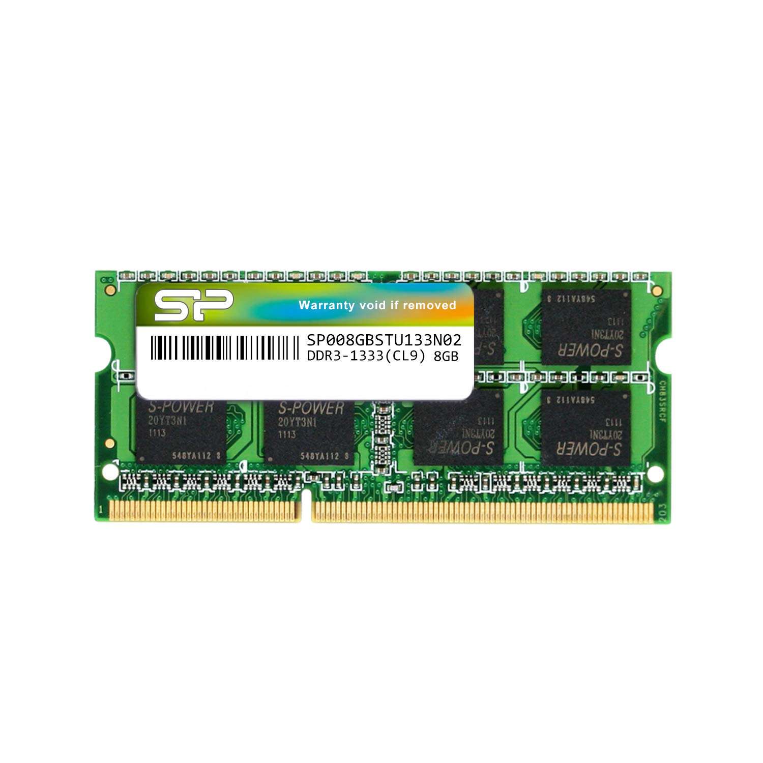 Silicon Power Laptop Memory 204-Pin SO-DIMM DDR3-1333 PC3-10600 8GB SP008GBSTU133N02 1