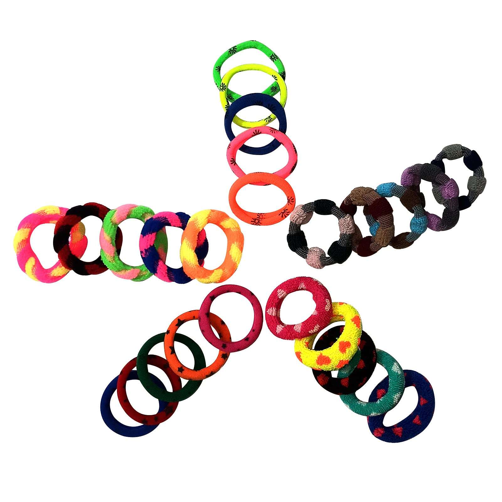 UrbanL (Pack of 25 pieces ) Hair Bands Soft Designer Printed Colorfull Hair Accessories Rubber Bands For Women / Girls ( Colorfull Multicolor ) 4