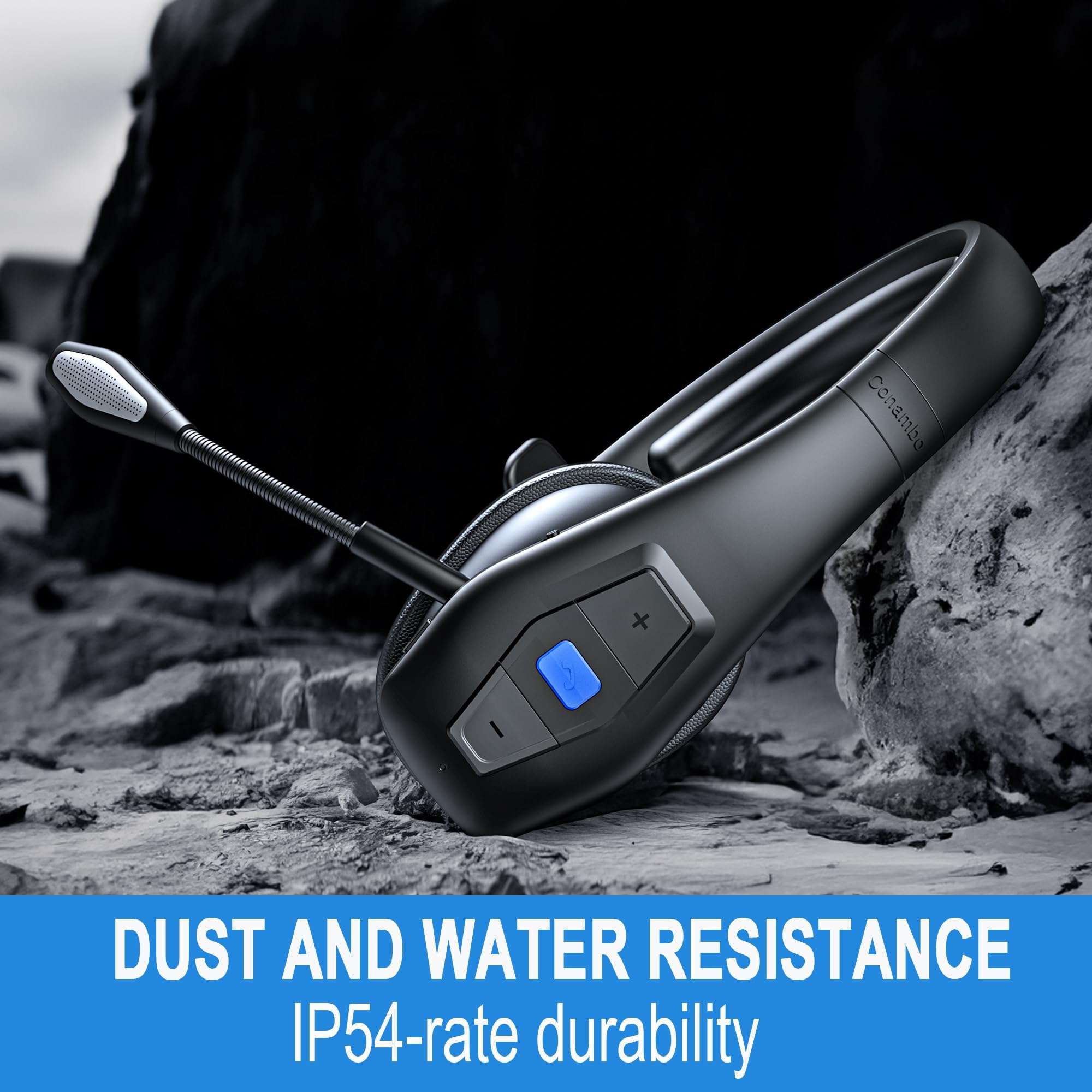 CONAMBO JBT100 Trucker Bluetooth Headset with Dual Mic Noise Canceling, CVC8.0, Mute Button, 60Hrs Battery Wireless Headset, On Ear Headphone for Cell Phones Business Home Driver Office Work 6