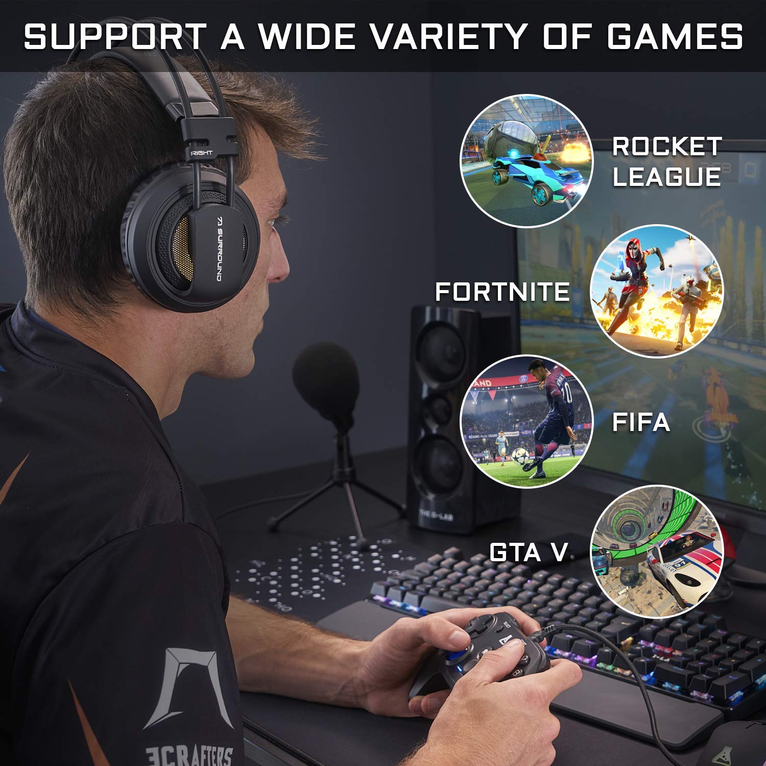 THE G-LAB Manette de jeu K-Pad Thorium (Noir), K-PAD-THORIUM 5