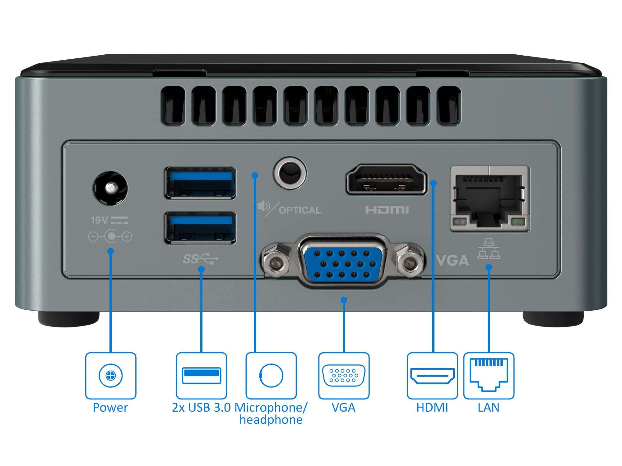Intel NUC 6 Essential Kit (NUC6CAYH), Intel Celeron J3455, 4GB DDR3, 128GB SSD, 4k Support, Dual Monitor Capable, WiFi, Bluetooth, Windows 10 Professional 64Bit … (Celeron|Tall| 4GB Ram + 128GB SSD) 3
