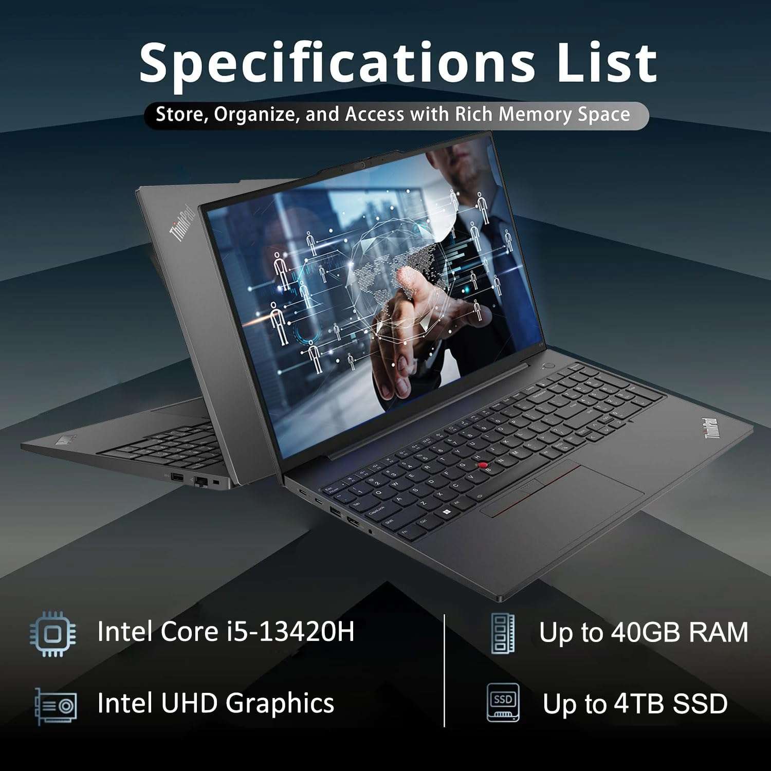 Lenovo ThinkPad E16 16" FHD+ Business Laptop Computer, 13th Gen Intel Octa-Core i5-13420H (Beat i7-1355U), 24GB DDR4 RAM, 1TB PCIe SSD, WiFi 6, Backlit Keyboard, Thunderbolt4, Windows 11 Pro, AZ-XUT 2