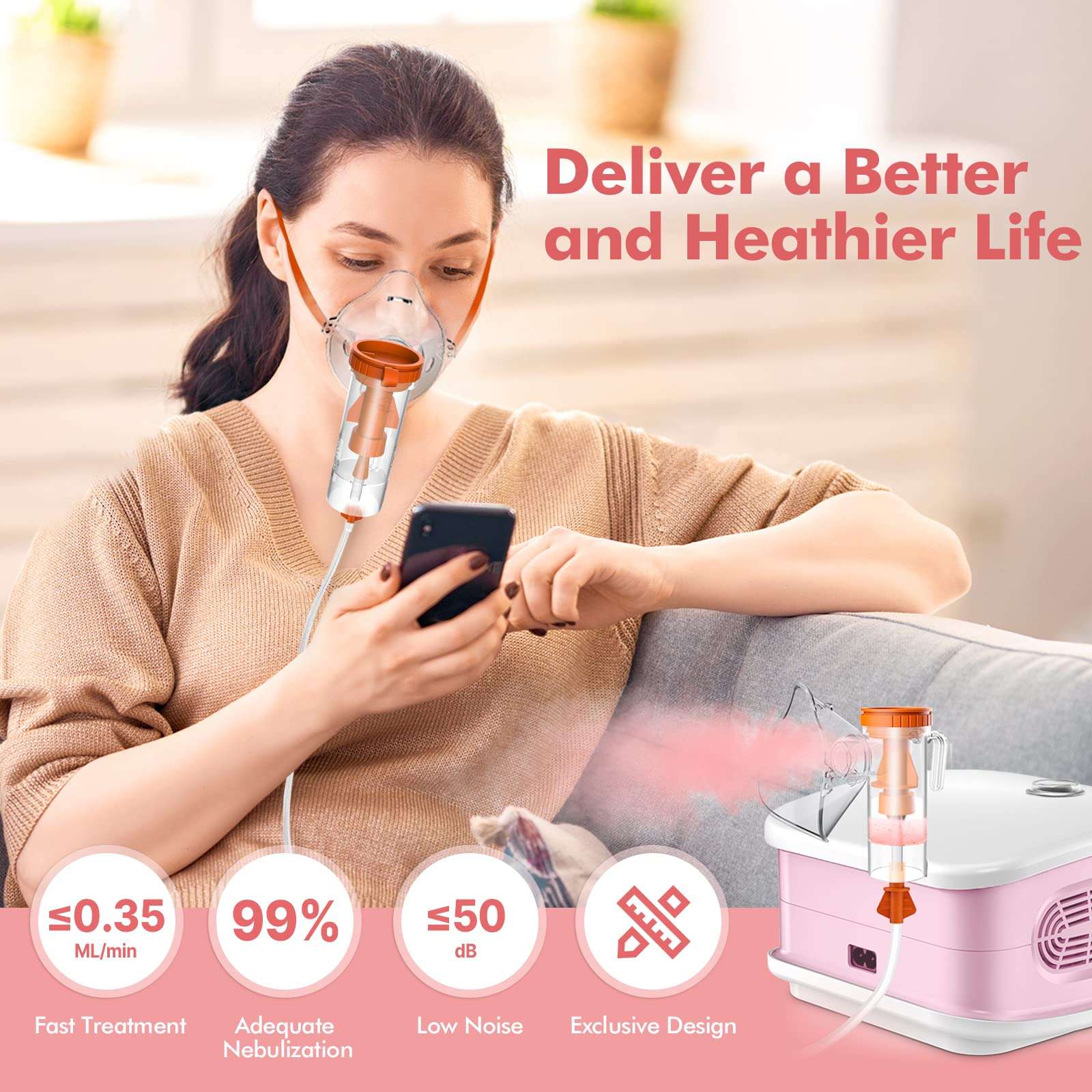 Nebulizer Machine for Adults,Desktop Jet Nebulizer for Home and Travel,Nebulizer for Kids with A Set of Accessories 5