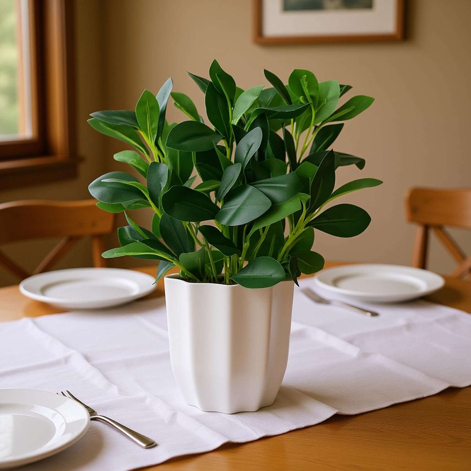 fancymart Plastic Artificial Rubber Plant With Pot Perfect For Home Decor And Office Decor, Ficus, Green 3