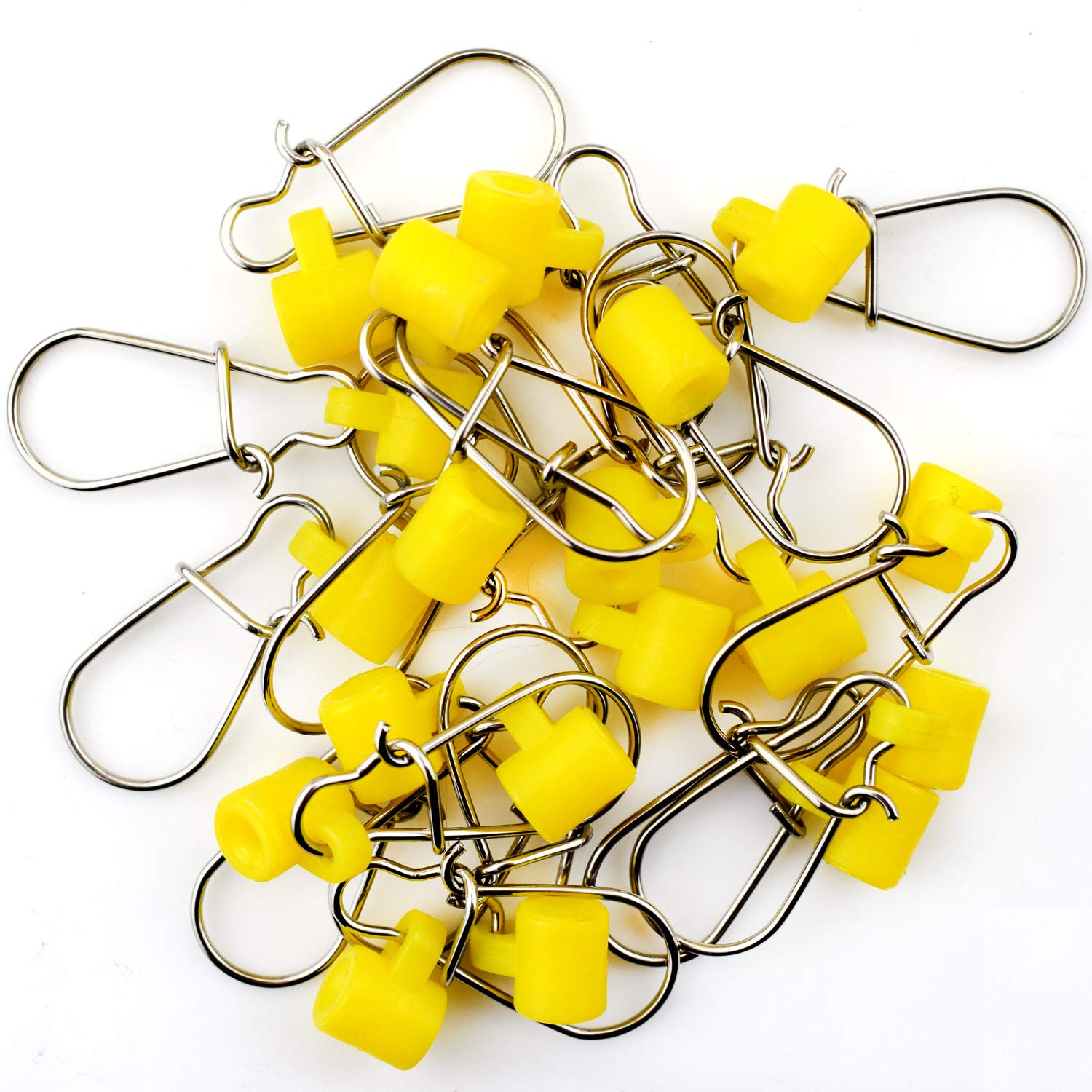 10/25/50/100 Packs Fishing Line Slide with Double Lock Snap Duty Sliders Yellow Size 6# Length：1.73INCH (100pcs) 4