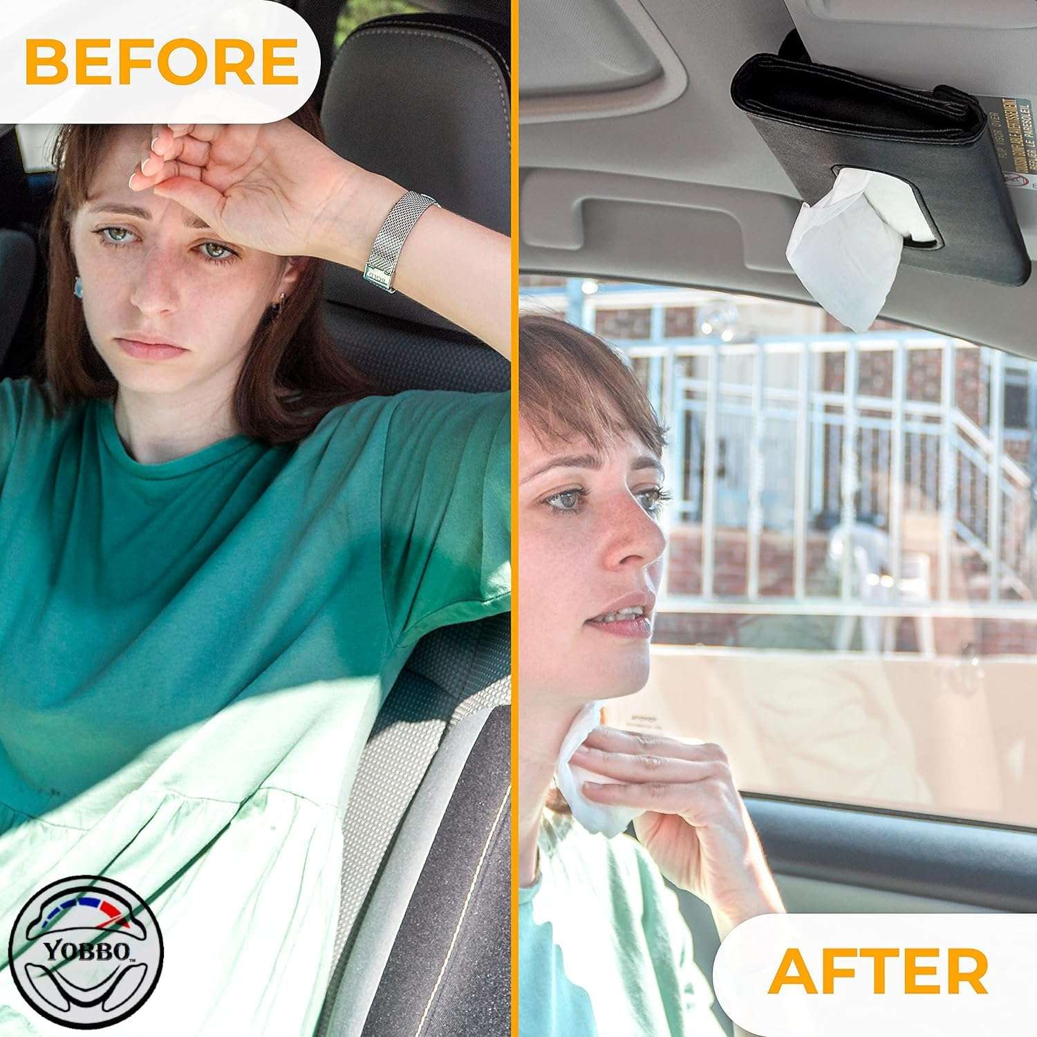 Yobbo Car Tissue Holder, Sun Visor Napkin Holder, Car Visor Tissue Papers Holder, Tissue Holder for Car, Tissue Dispenser Rectangular (Black) 4