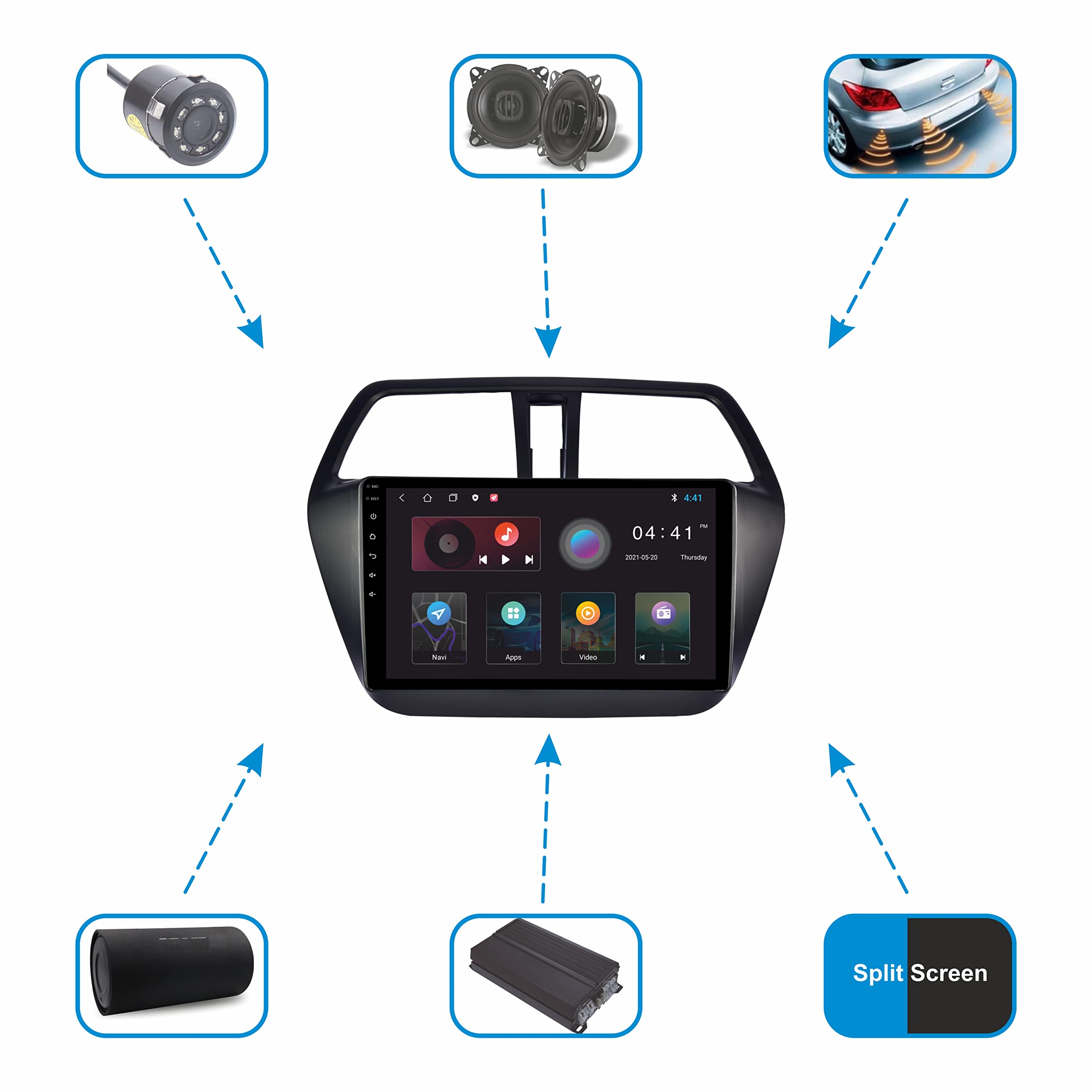 DBASE 9 Inches Newly Launch Advanced Car Radio Receiver Android 10 System for Maruti Suzuki S-Cross with 2GB/16GB RAM & ROM with Apple Carplay and Android Auto 4