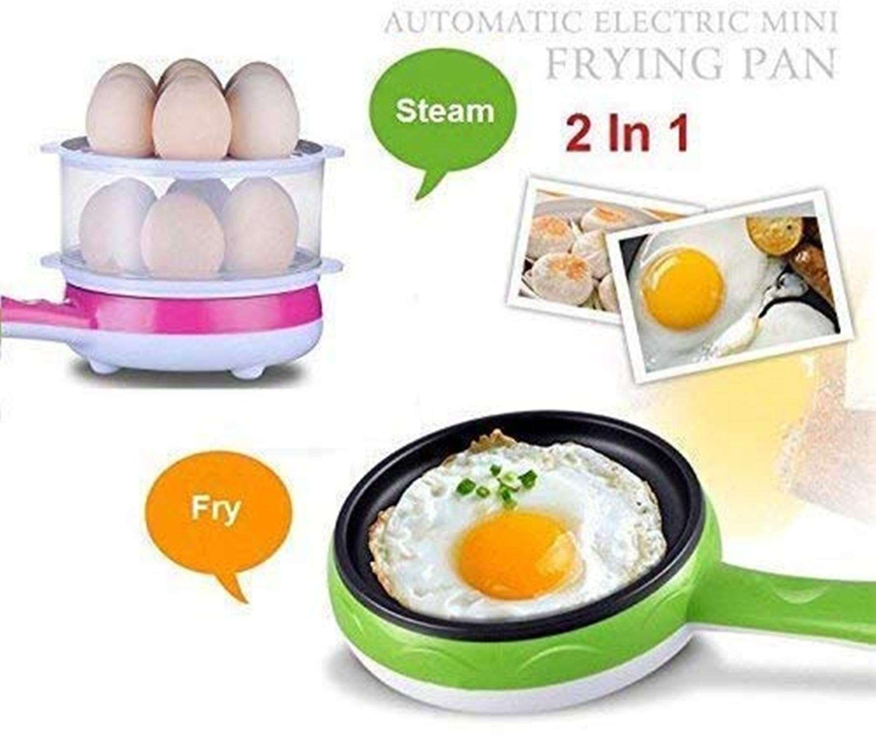 HIRAL ENTERPRISE Multifunctional 2 in 1 Double Layer Handle Egg Boiler Electric Automatic Off 14 Egg, Cooking, Boiling and Frying, Multicolor (Multicolor_S_J_01122042) 4
