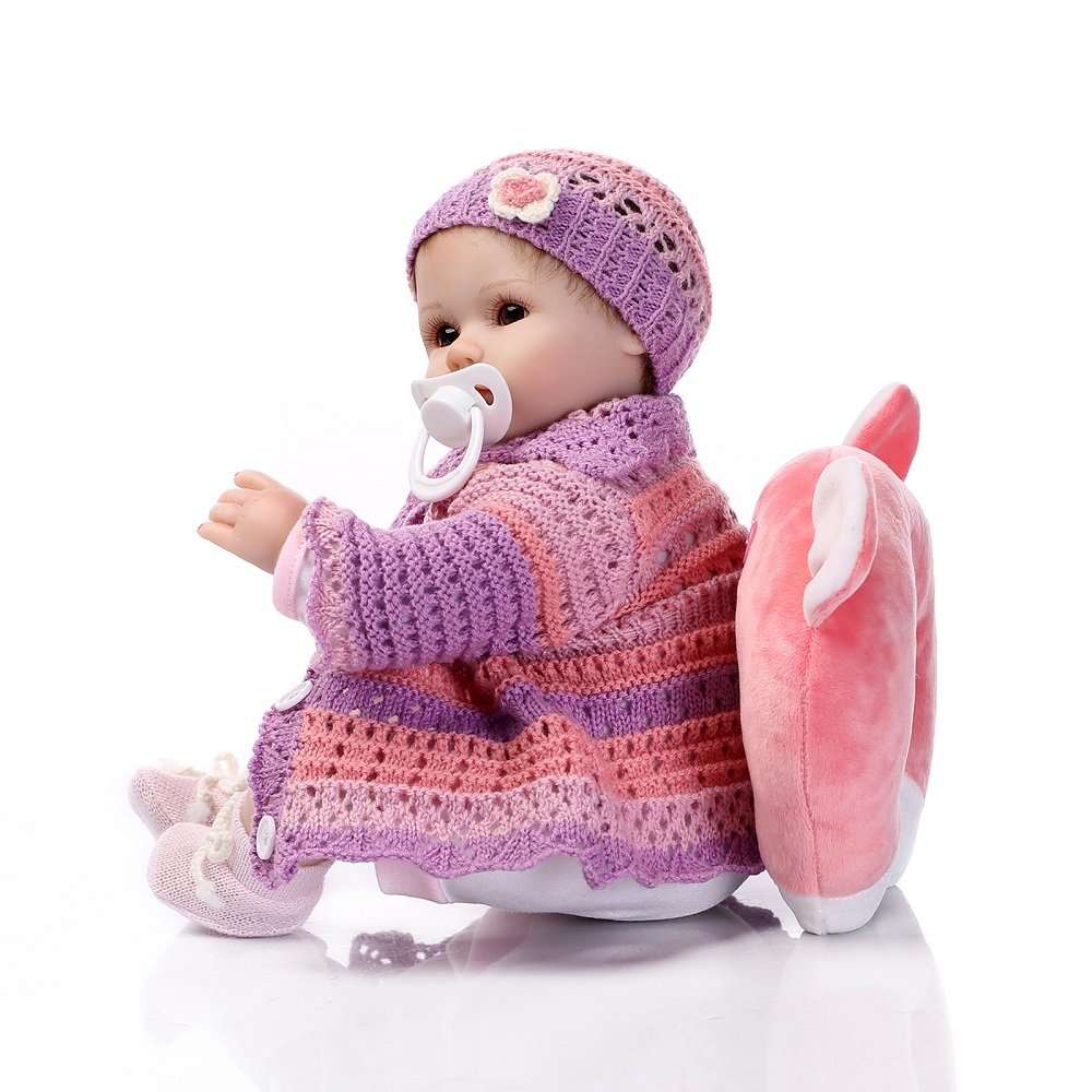 Reborn Baby Dolls RB082, 100% Handmade 15.7" 40cm Realistic Baby Dolls Full Vinyl Silicone Lifelike Newborn Doll Girls Kids Gifts/Toys, EN71 CERT 3