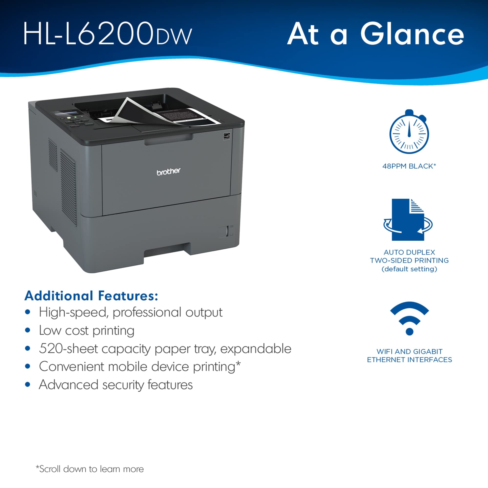 Brother HL-L6200DW Wireless Monochrome Laser Printer with Duplex Printing (Amazon Dash Replenishment Ready) 3