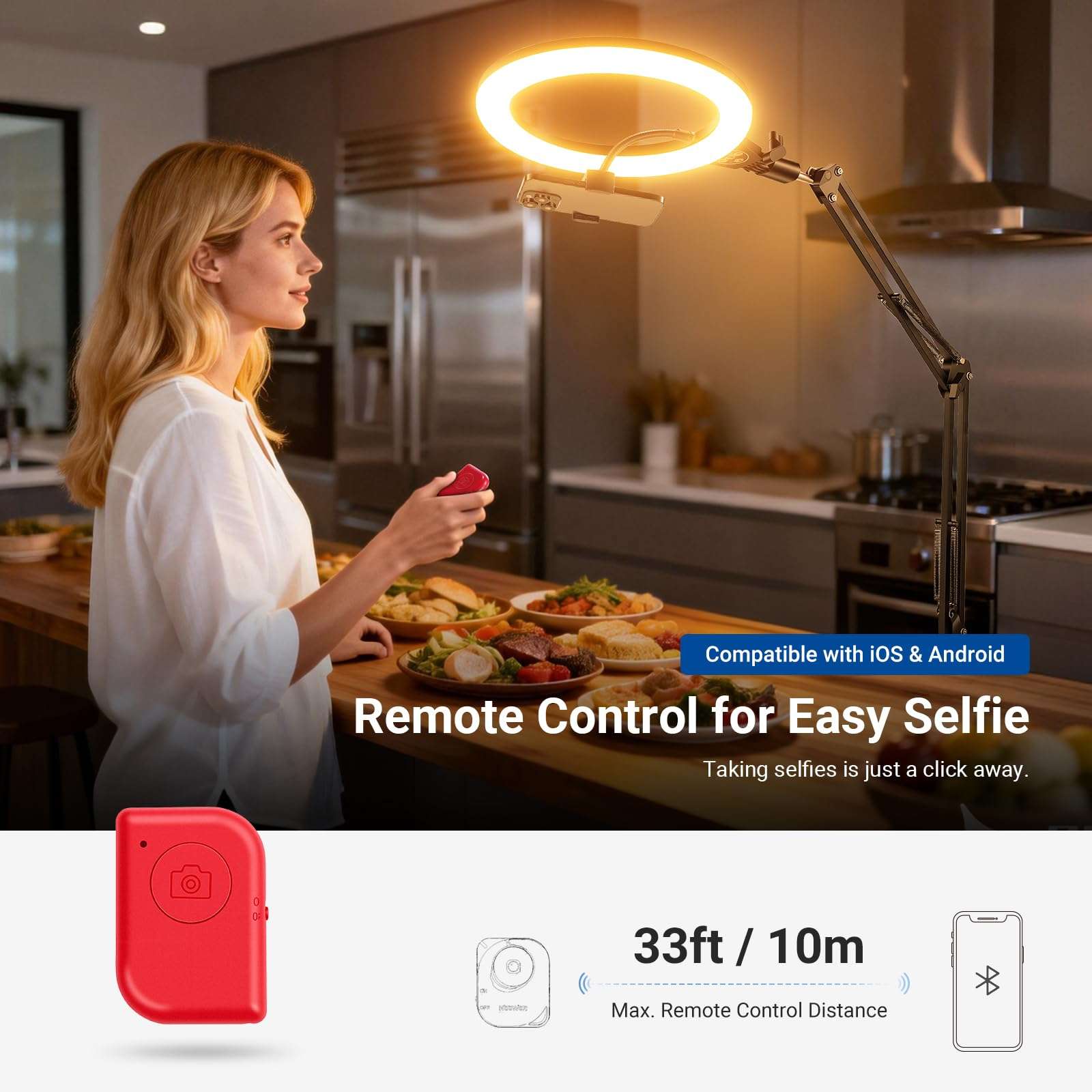 NEEWER Entry Level Version 10.5" Overhead Desktop LED Ring Light, Clamp Stand for Desk/Remote/Phone Holder Compatible with iPhone, 10W Streaming Recording Selfie Laptop Video Conference Lighting, N31 6