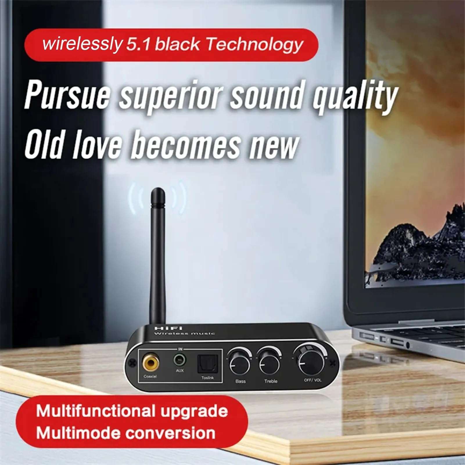 MICROWARE Wireless Bluetooth 5.1 Receiver Optical Fiber Coaxial Audio Decoder Converter U Disk AUX in Lossless for Old Computer T-V (T01) 3