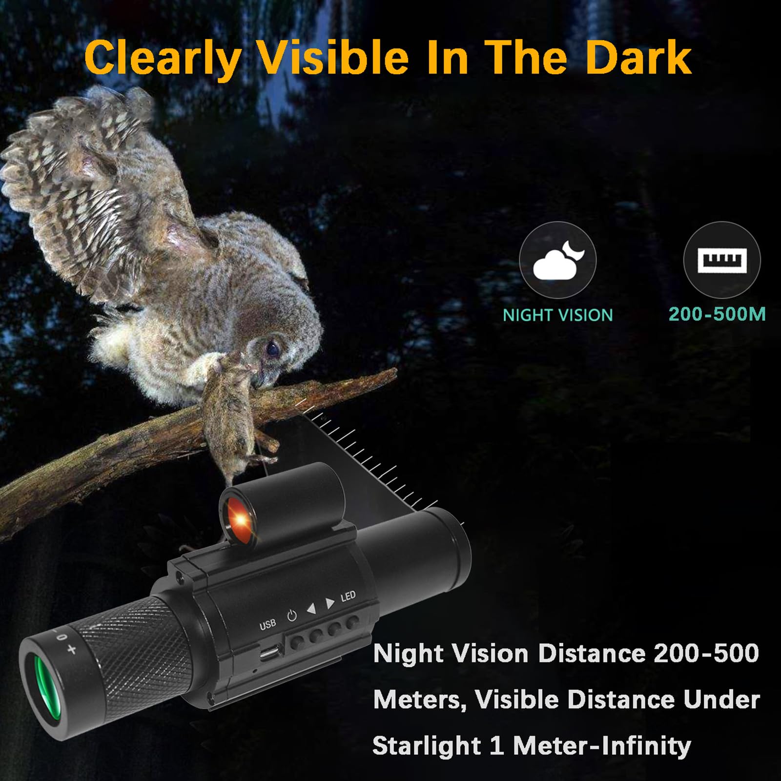WGFXYBFY 850NM Night Vision Monocular for Adults, 1.54-Inch Infrared Night Vision Scope, Rechargeable with Infrared Light for Camping and Observe Wildlife 5