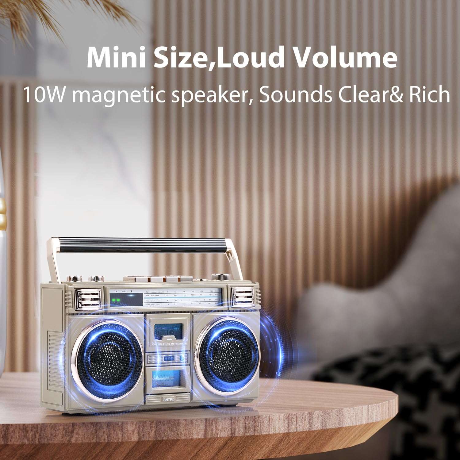 ANTPO Retro Vintage Radio Bluetooth Speakers Vintage Decor Small Wireless Speakers Stereo Radio Portable FM with Rich Bass Speakers Support TF Card for Home/Outdoor/Gift 5