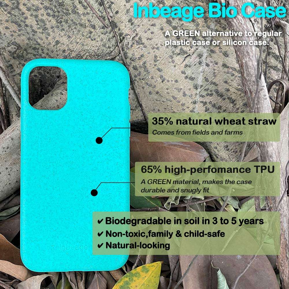 Inbeage Biodegradable Case for iPhone 11,Eco-Friendly,Natural Texture,Speckled,6.1 Inches (Kelly Green) 3