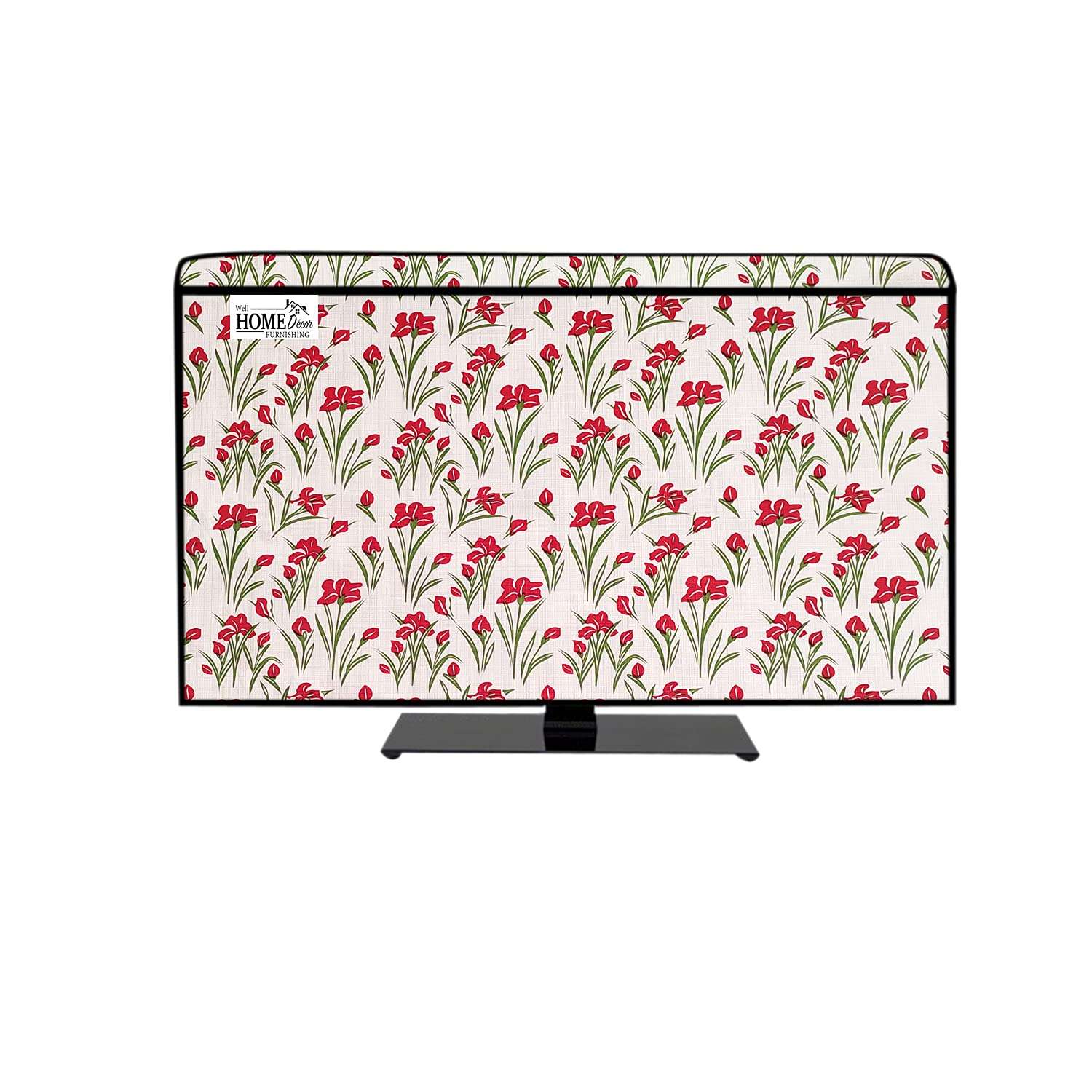 wellhome decor Furnishing LED TV Cover for 43 Inch/Waterproof, Dustproof Television Cover Protector for 43 Inch LCD, LED/Monitor cover with Transparent Polythene Layer (Printed, Multicolour) 3