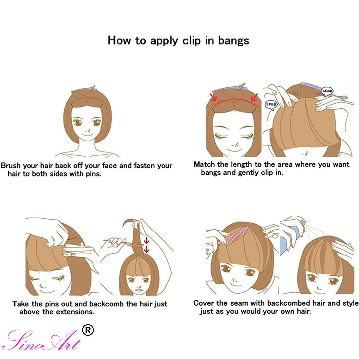 #613 Bleach Blonde: Sinoart Human Hair Front Clip-In Hair Bangs Full Fringe Short Straight Brazilian Virgin Human Hair Hairpieces Extensions For Women 6-8Inch (#613 Bleach Blonde) 6