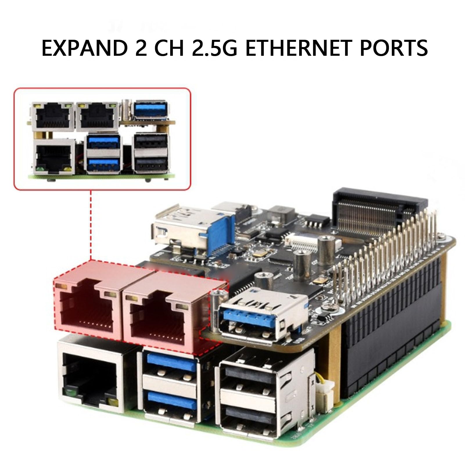 Denash PCIe to USB 3.2 Expansion Card,Gen1 2.5G ETH M.2 NVMe Adapter for NVMe Protocol,M.2 SSD Converter Expands with 2ch USB 3.2 Ports & 2ch Ethernet Ports 4