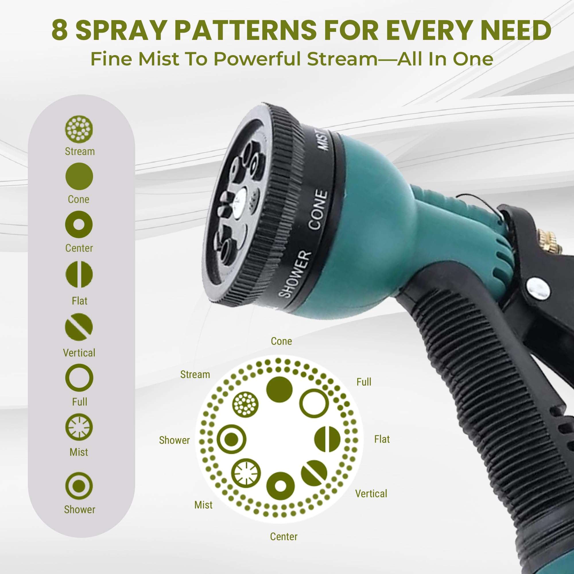 Roots and Leaf 10M 0.5 Inch Braided PVC Garden Hose Pipe with 8 Pattern Spray Gun with 4 Clamps and tap Adaptor - Green | Heavy Duty Water Pipe for Garden, Car Washing, Garden Pipe for Home 4