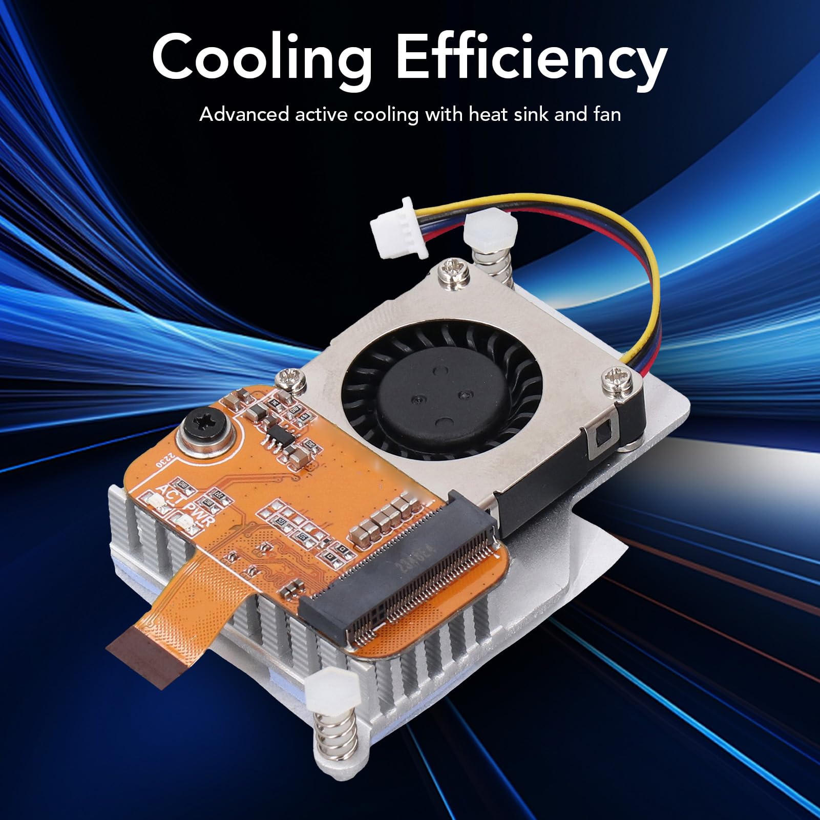 RPi 5 PCIe to M.2 NVMe SSD Adapter Board with Cooling Fan for 2230 Solid State Disk 4