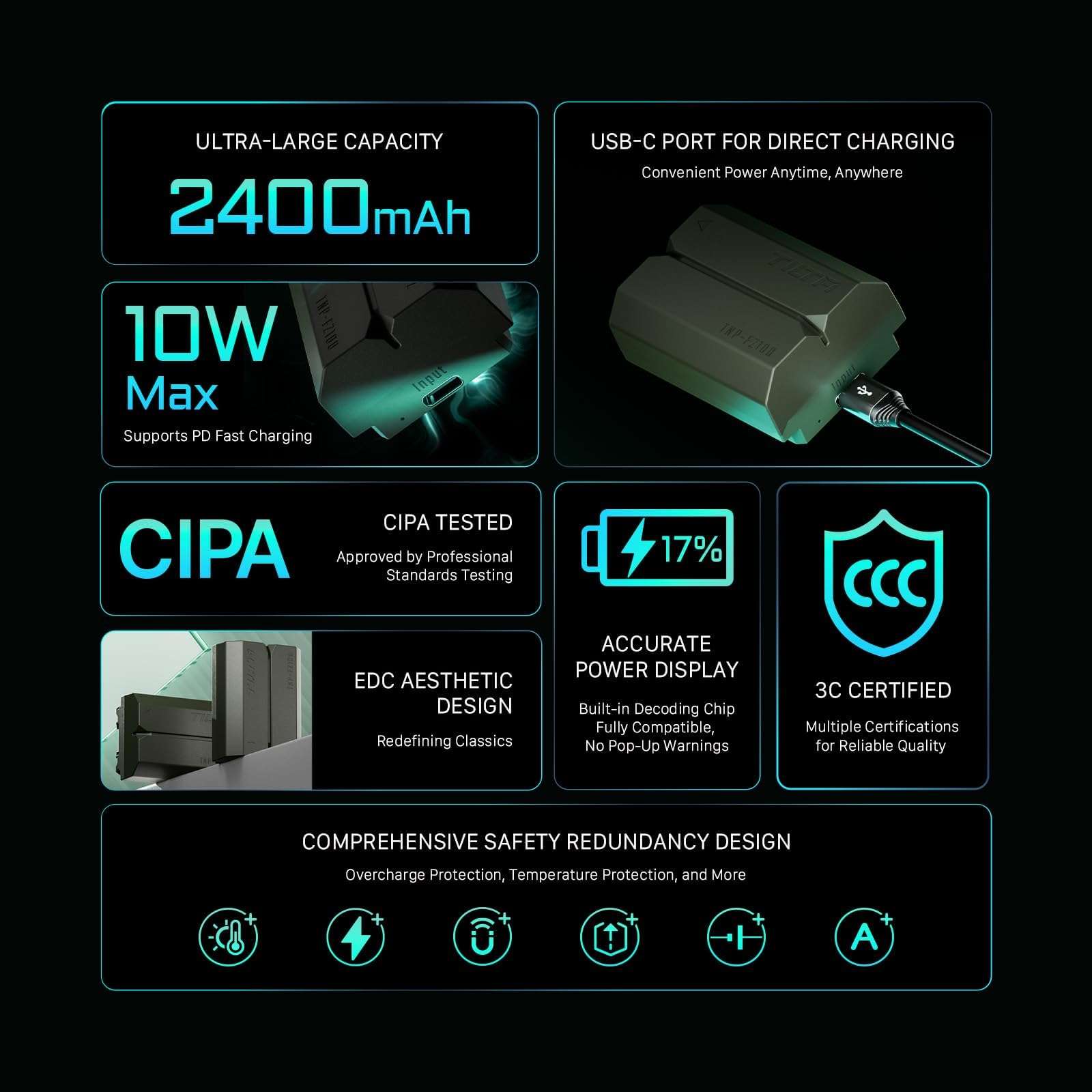 Tilta NP-FZ100 Battery with USB-C Input (2400mAh) - Off White | Works with A6600, A6700, A9, A9 III, A7S III, A7R III, A7C, A7C II, A7 III, A7 IV, A7R IV, A7S III, FX30, FX3, FX30B, A1 II, ZV-E1 3