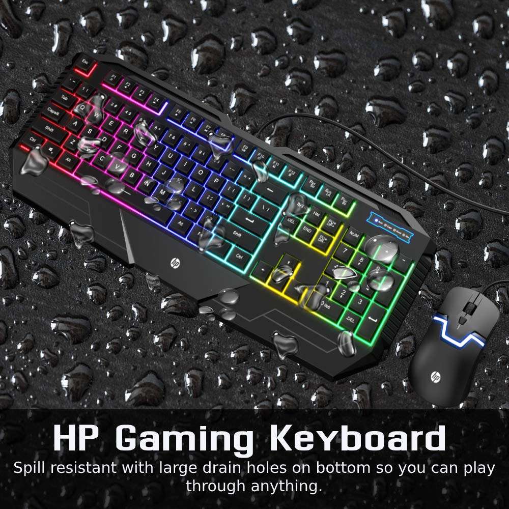HP Gaming Keyboard and Mouse Combo, Wired Keyboard with Ergonomic Design and RGB Backlit for Immersive Gameplay, Spill Resistant, DPI Button Control for a Fast Response and a Long Lasting Performance 3