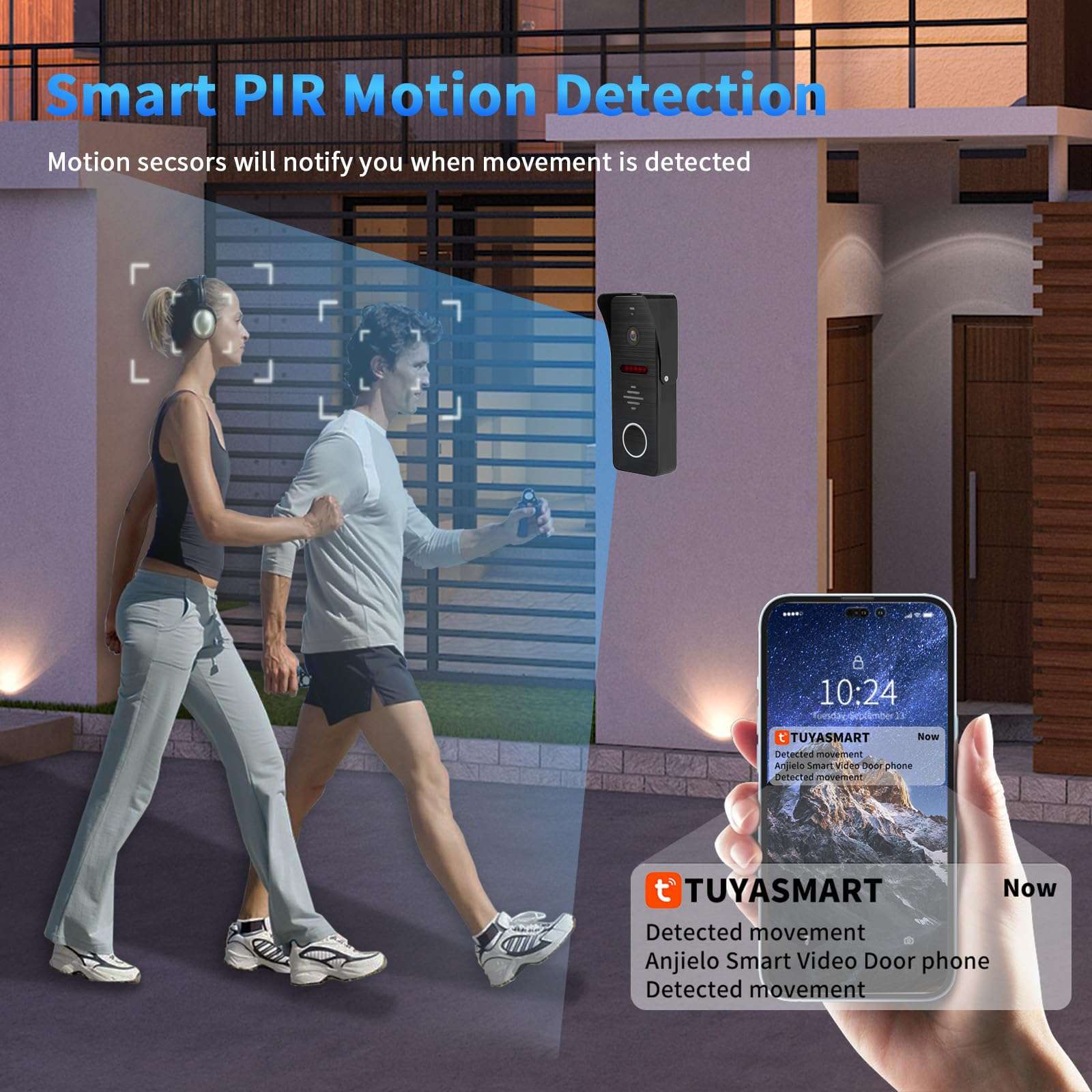 Wired Video Doorbell Apartment Intercom System with 1080P HD Camera,7 Inch Touch Monitor,TUYA WiFi Smart Home Video Intercom Door Phone Kits for Home Villa,32G (1 doorbell+4 Monitor) 3