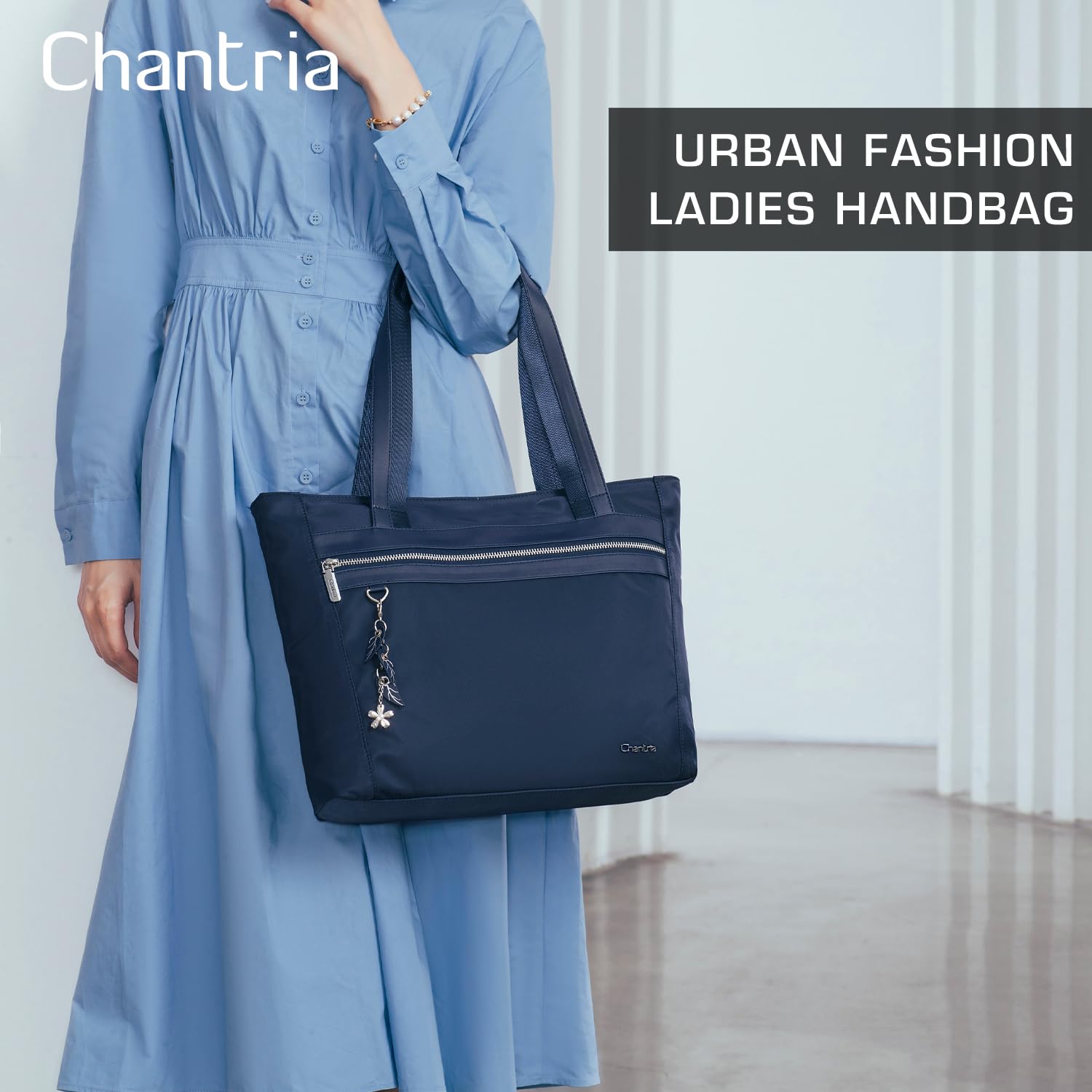 CHANTRIA Tote Bag for Women 8L Stylish Hand Bag for Ladies 14-inch Laptop Multiple Pocket Water-resistant Nylon Womens Shoudler Bag for Office College Casual 3
