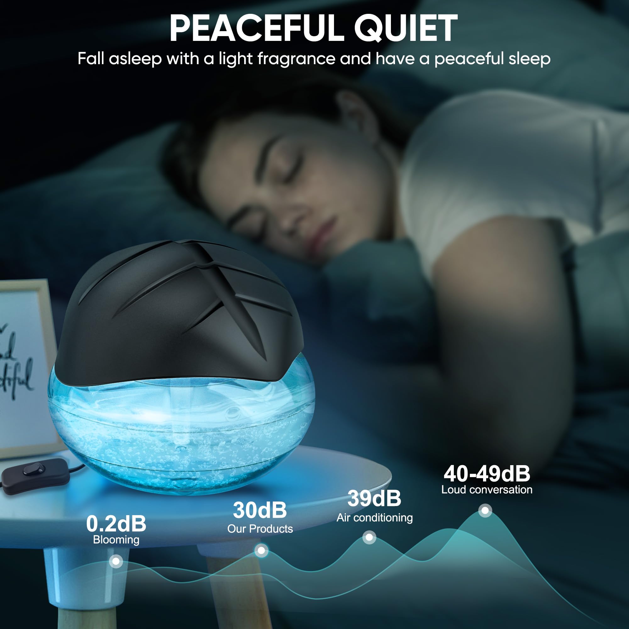 Air Purifier for Bedroom, Water Based Air Purifier & Aroma Diffuser for Home/Office, Essential Oil Aroma Diffuser with LED Night Light, Freshener for Smoke and Pet Odors (Black) 4