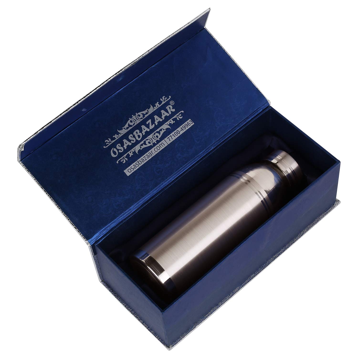Osasbazaar Hygienic Pure Silver Water Bottle - 97%-99% Pure BIS Hallmarked, 750 Ml, Set of 1, Silver 4