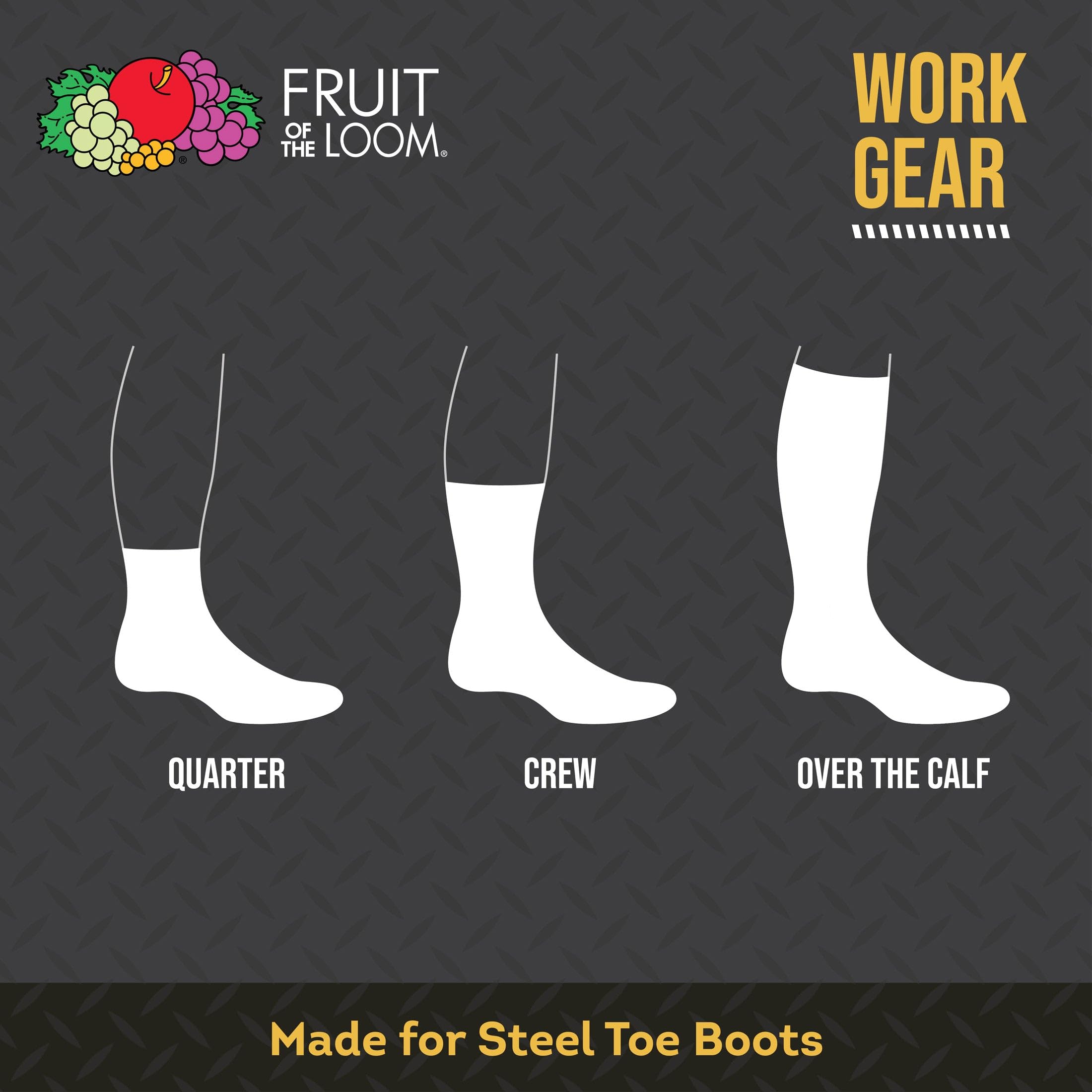 Fruit of the Loom Men's Work Gear Everyday Work Crew Socks (10 Pack), Black, Medium (6 - 12) 3