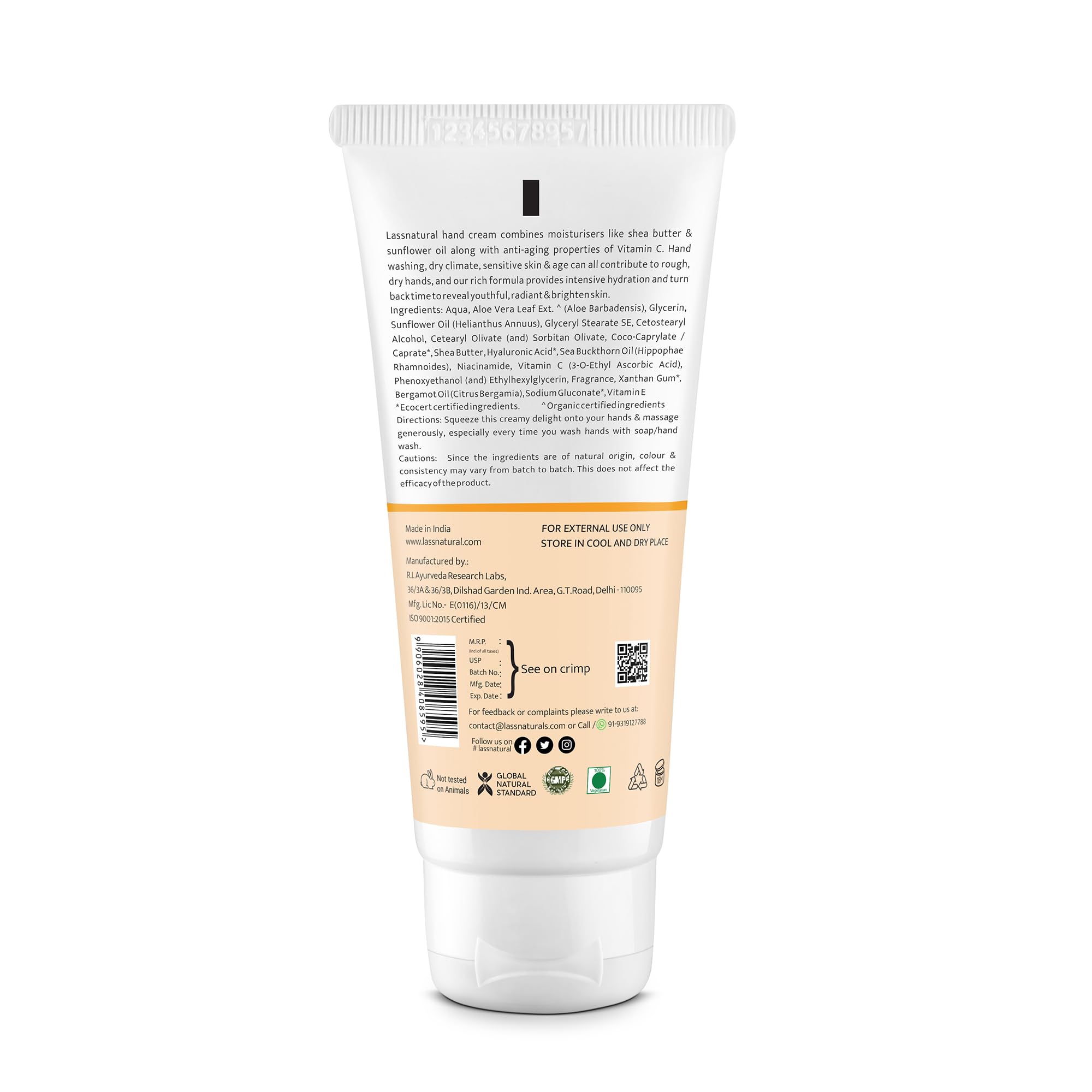 Lass Natural Vitamin C Hand Cream with Shea Butter, Niacinamide - 50gm for Women and Men | Helps in Soften Cutilcles for Dry and Rough Hands | For Brightening, Moisturising & Soften Brittle Nails 3