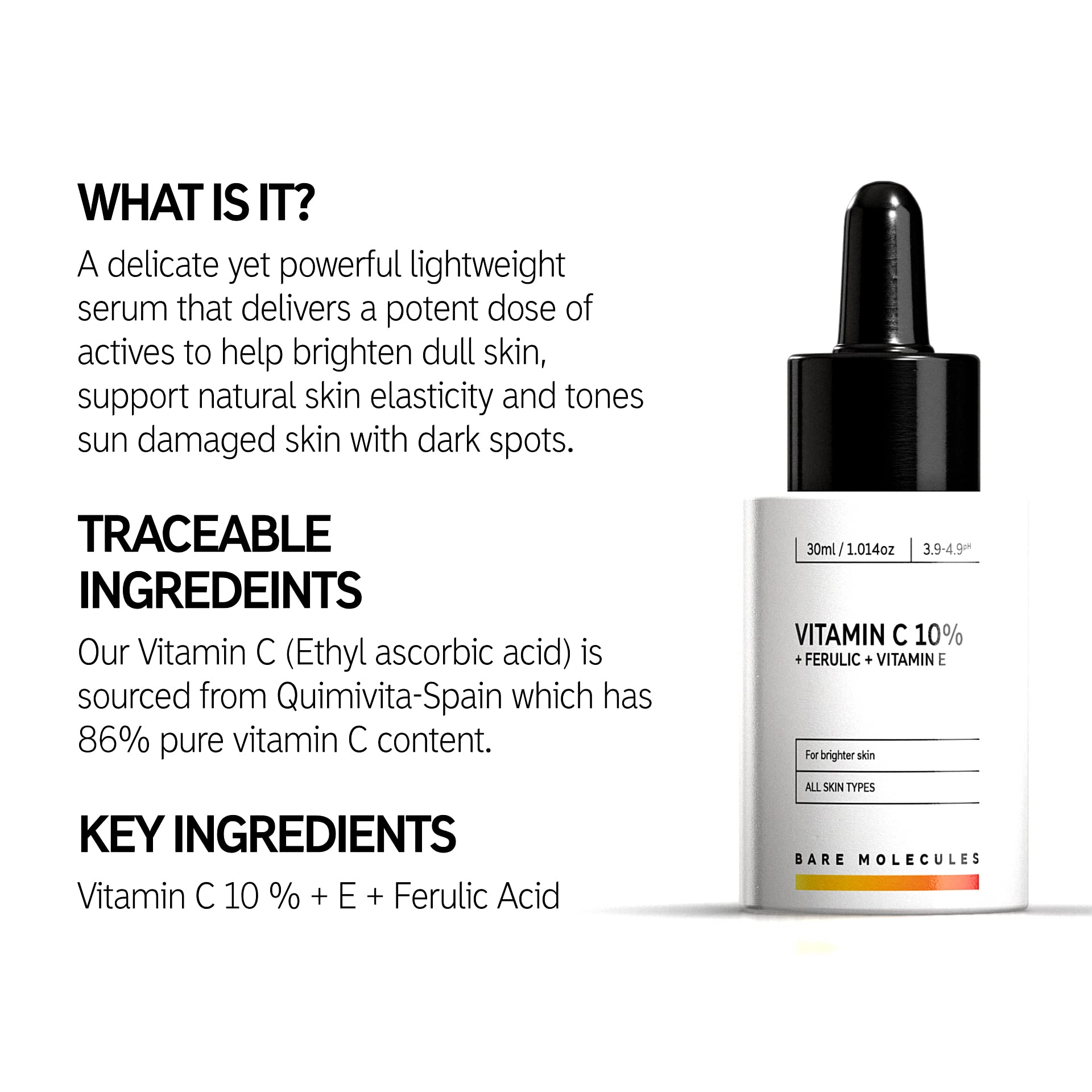 10% Vitamin C + E + Ferulic acid Face Serum for Glowing Skin, 30 ml | Highly Stable & Effective Skin Brightening Vit C Serum For Women & Men 3