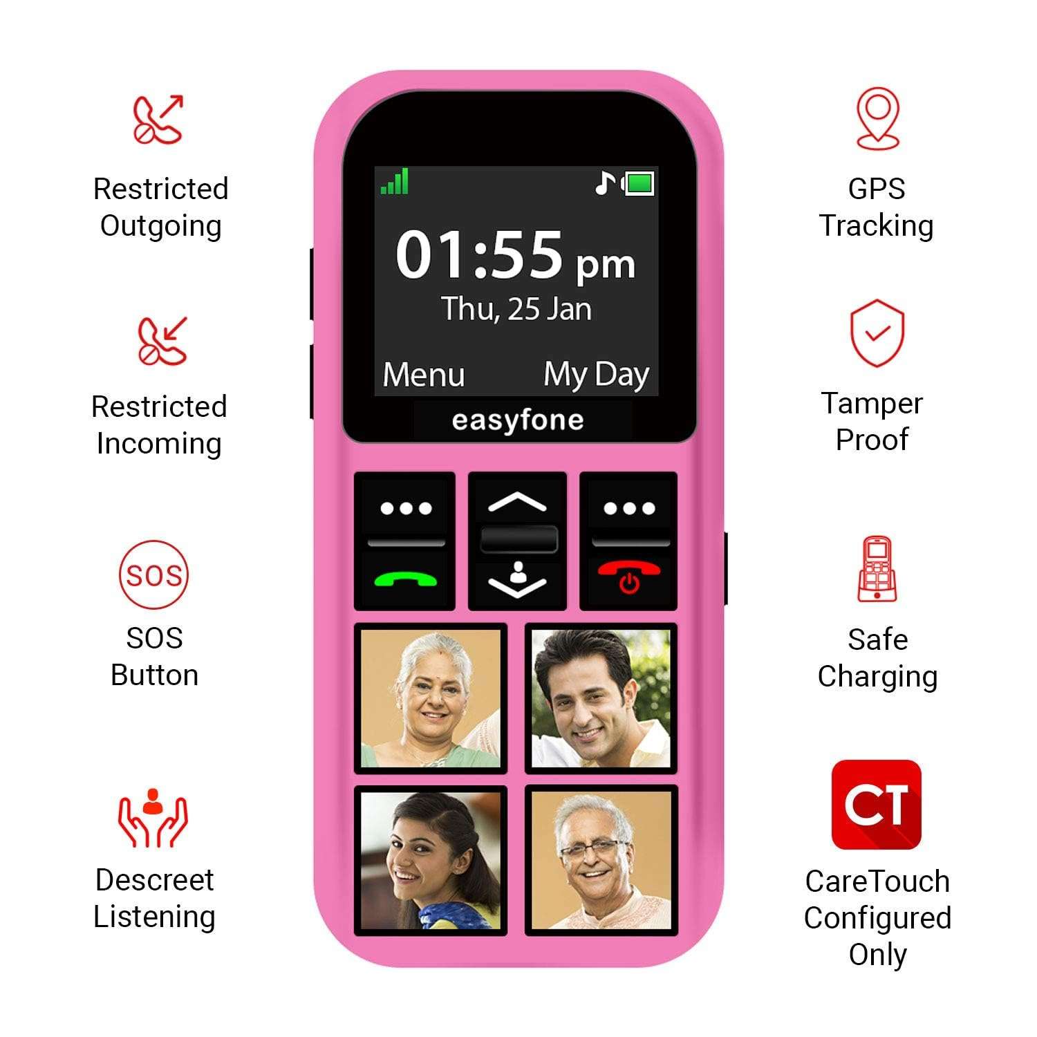 easyfone Star - Safety Device Cum Phone for Kids with SOS, GPS Tracking, Discreet Listening, Photo Dial, No Internet, 10 Days Battery Backup, Parental Control by Seniorworld 3