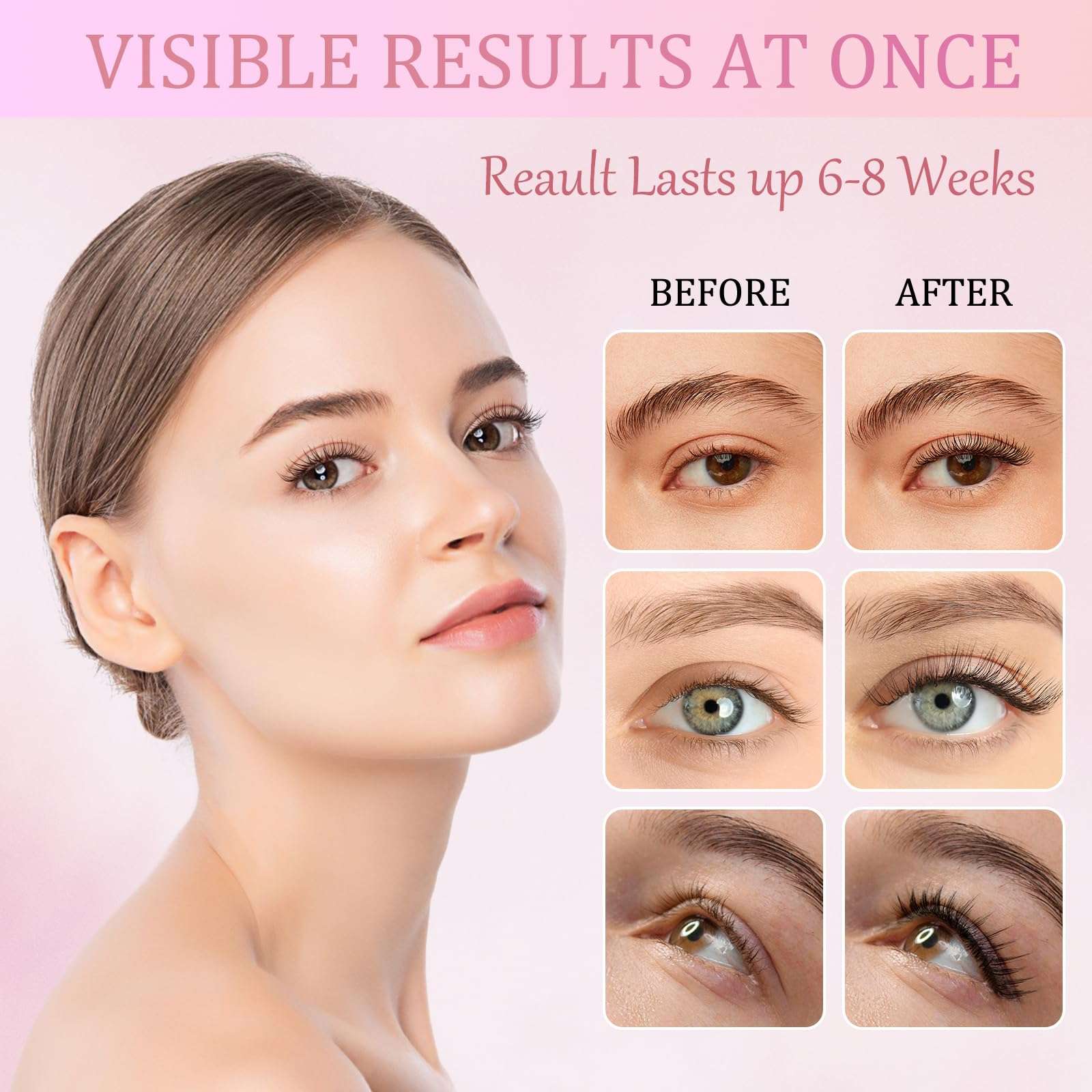 TULIYET Lash Lift Kit, Professional Eyelash Curling Lash Extension Set, Lash Extensions, Brow Lamination Kit, Long Lasting 6-8Weeks - Pink 6