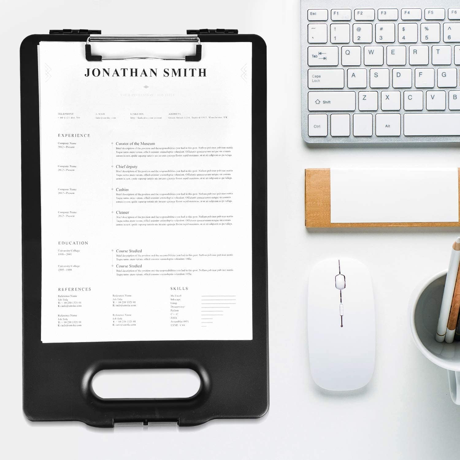 Juflix Storage Clipboard A4 Plastic Clipboard Storage Box with Pen Compartment Slim Clipboard Folder Black Clipboard Case Paper Holder Storage Clipboard Portable Writing Clipboard for Paper Documents 3